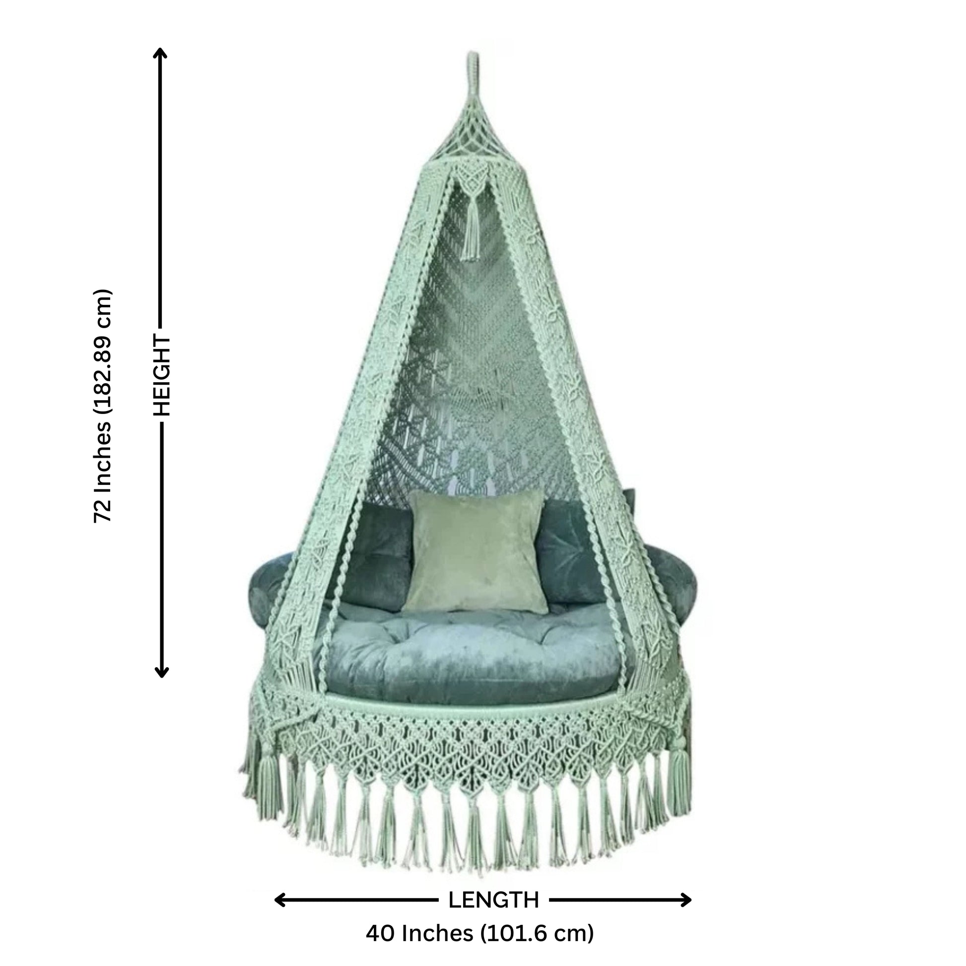 Forest Green Macrame Swing handcrafted for adults