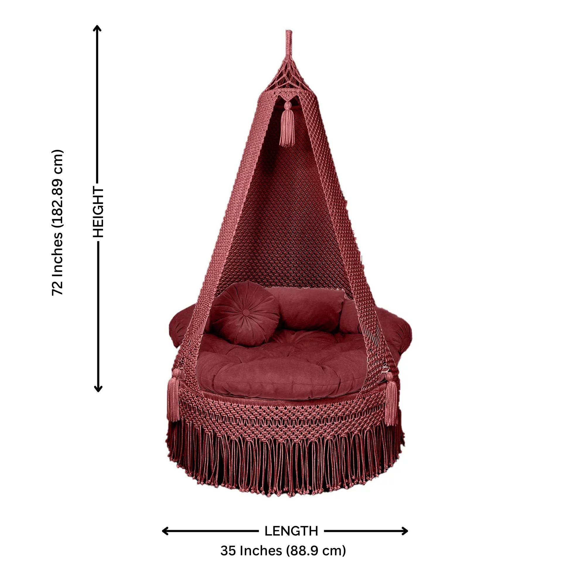 Macrame Swing in Beet Root color for indoor and outdoor