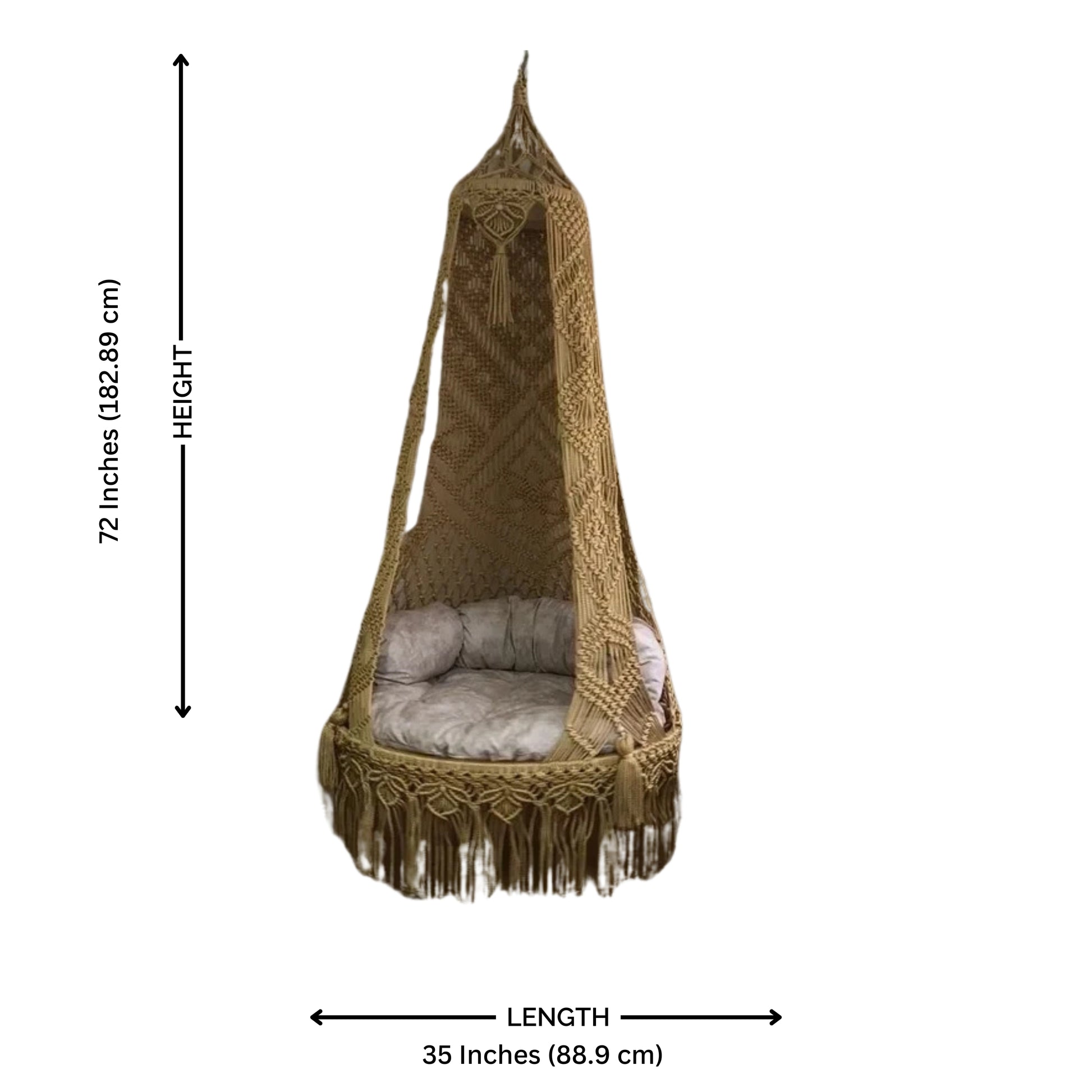 Indoor Macrame Handcrafted Single Seater Swing 35 Inches