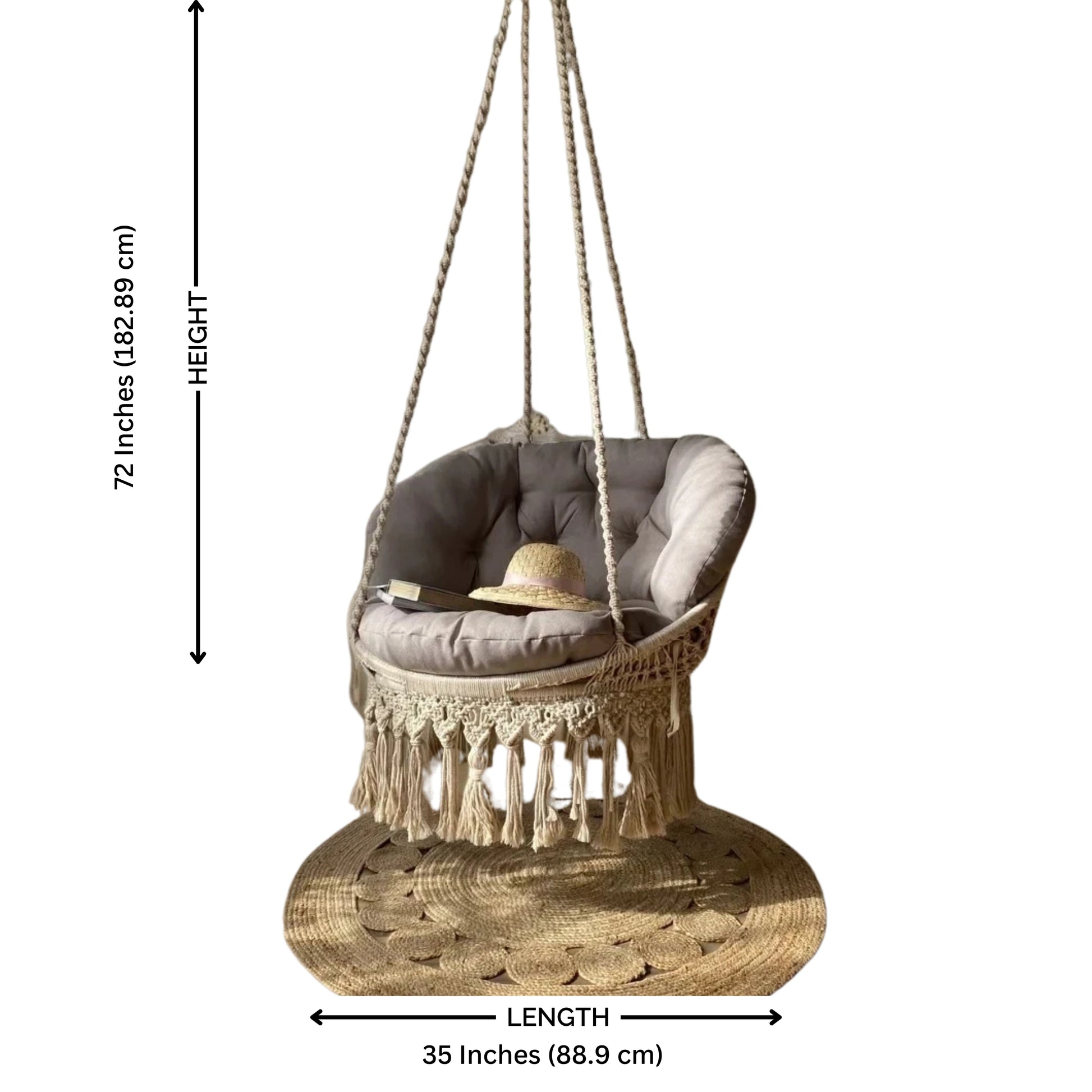 Macrame swing 35 inches hanging for home