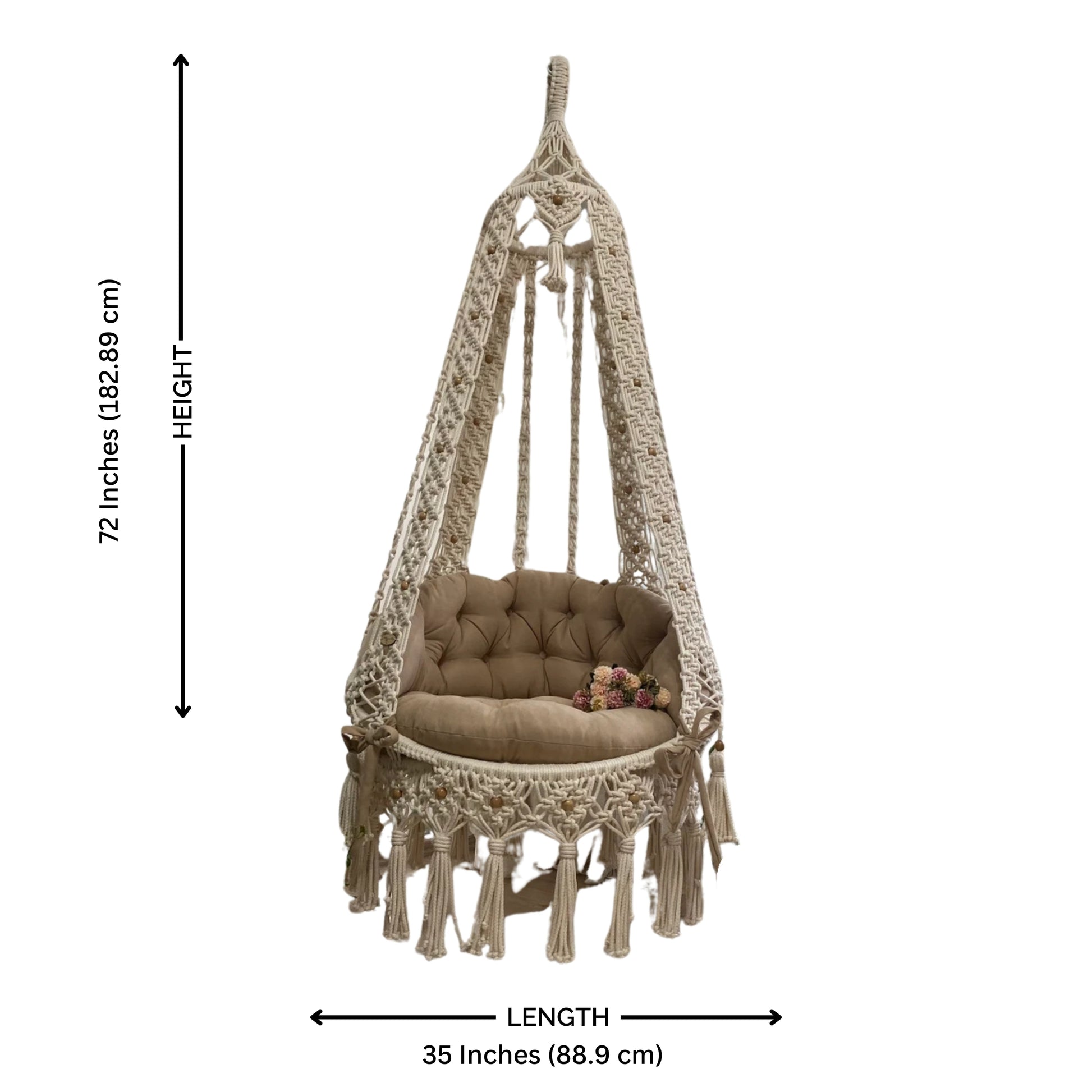 Brown Macrame hanging Chair swing 35 Inches