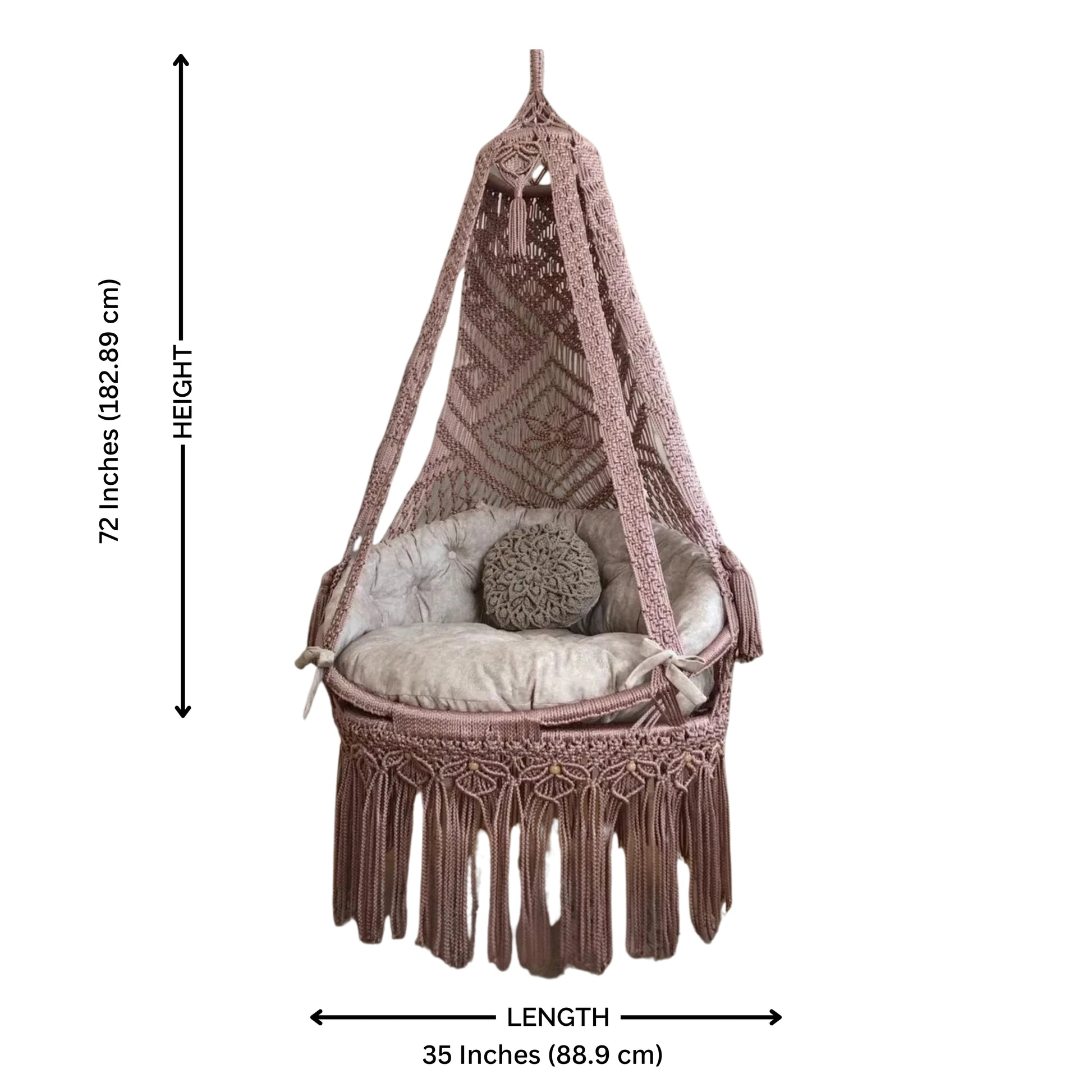 Macrame hammock swing pink