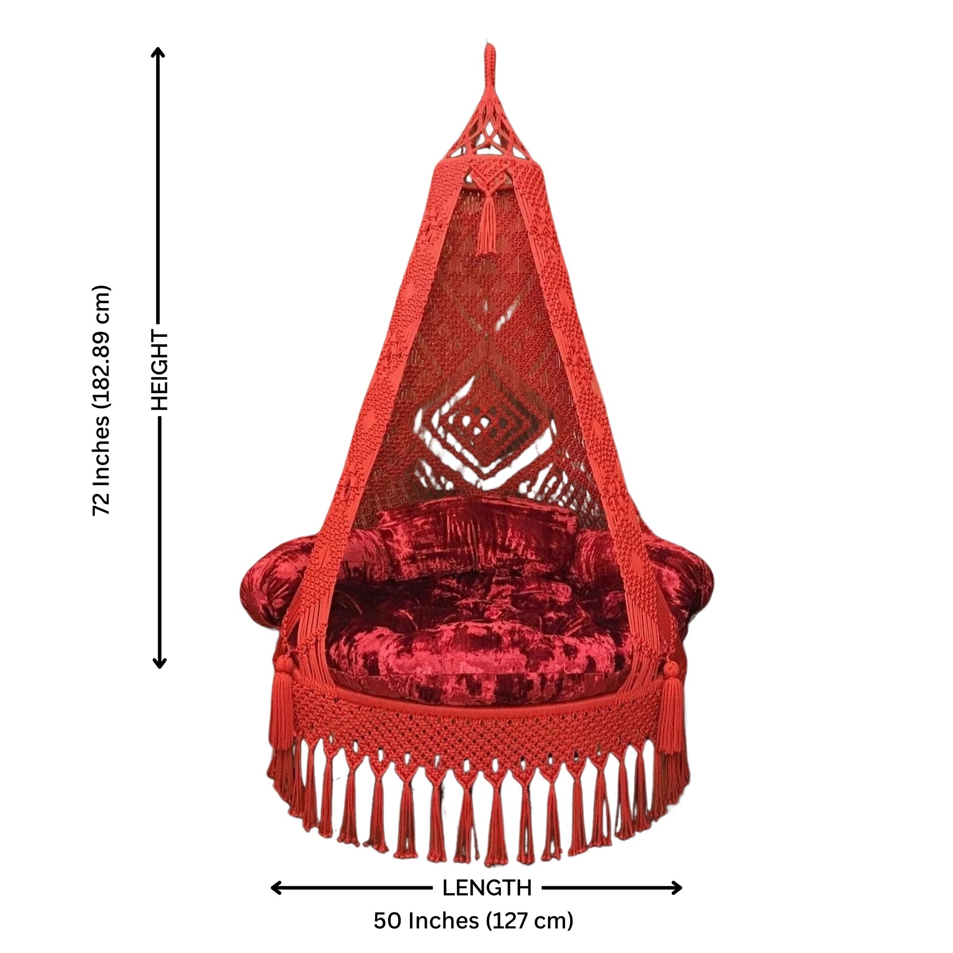 Red Velvet Macrame swing single seater