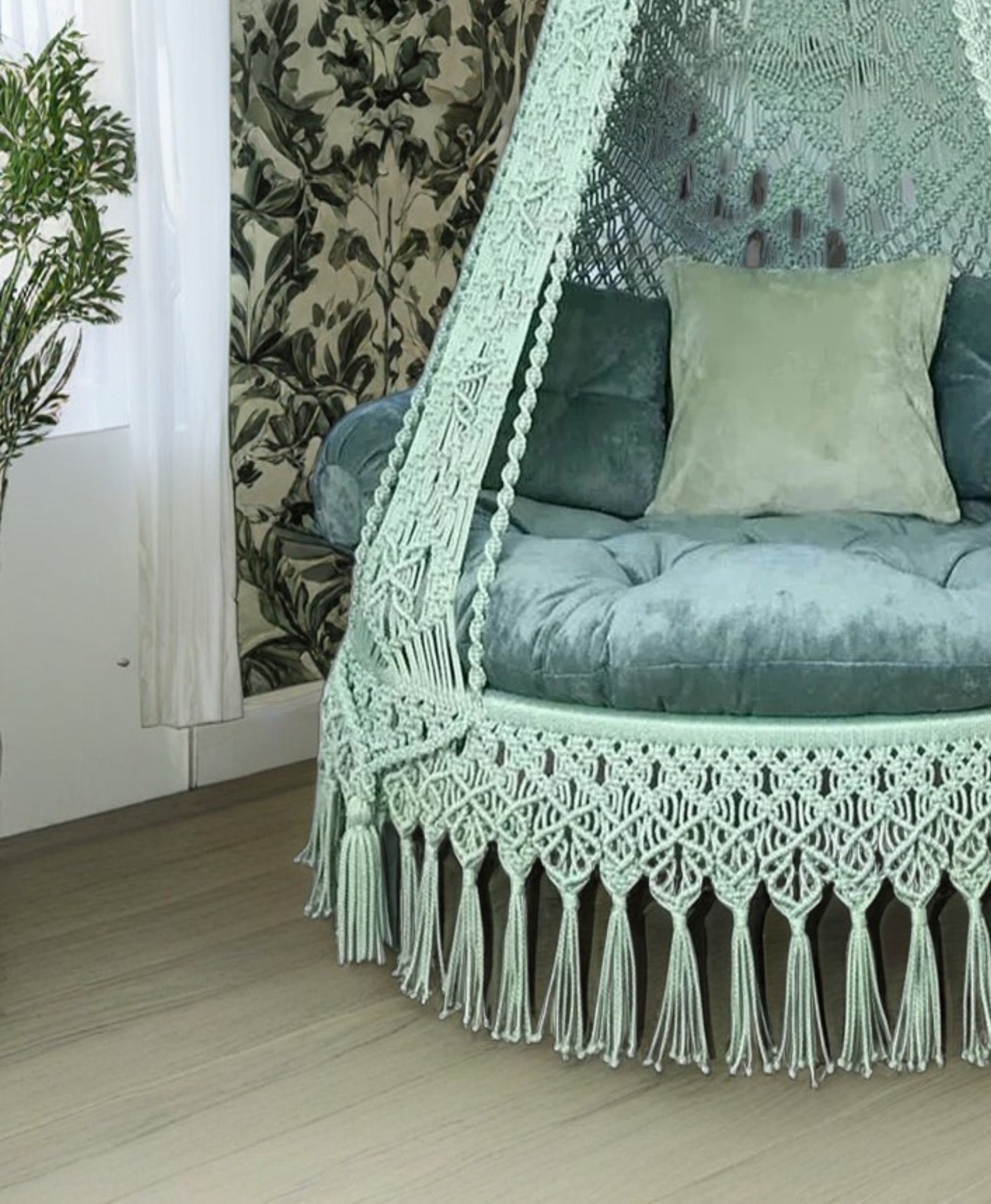 Forest Green Macrame Swing handcrafted for adults