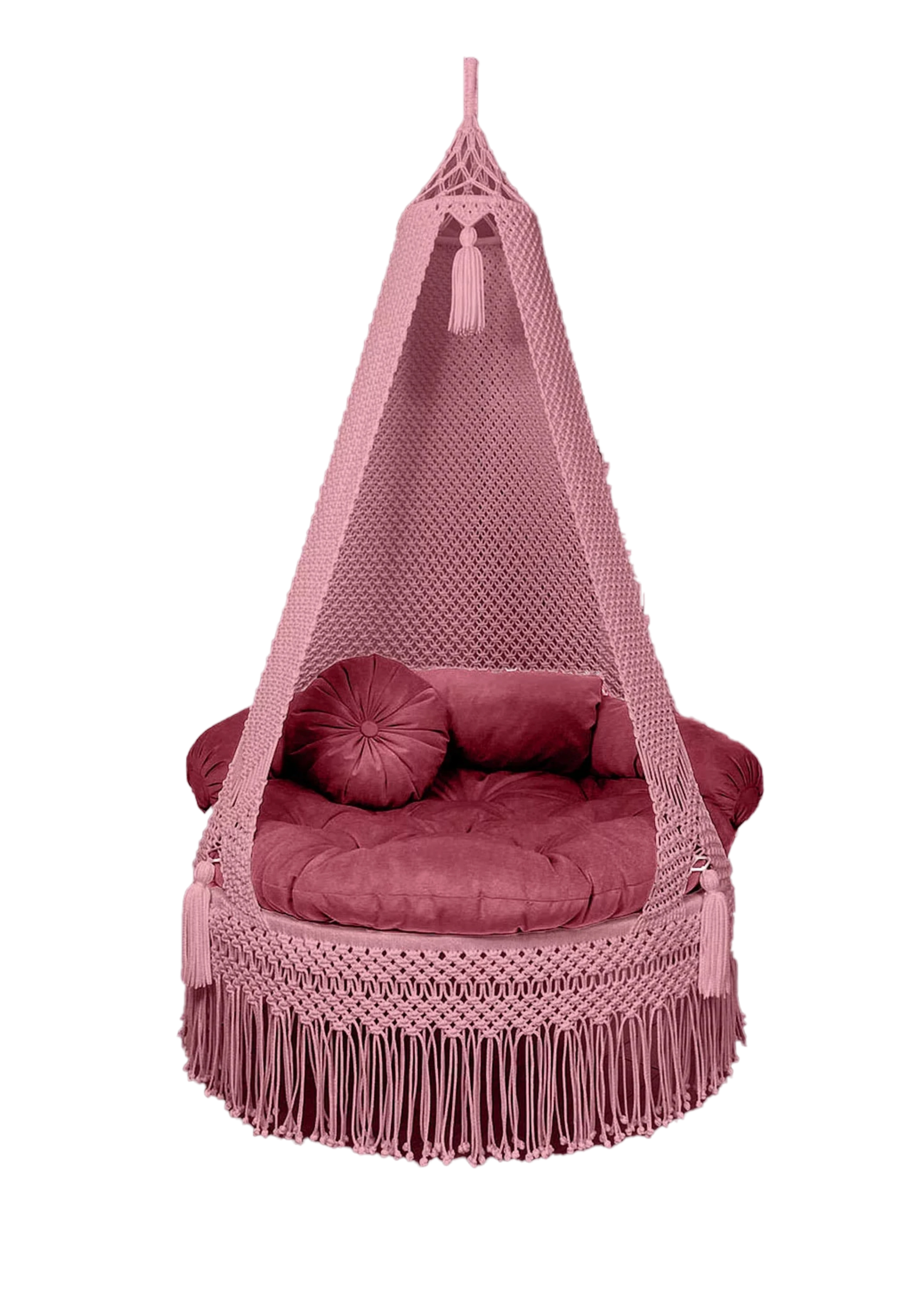 Red Macrame Swing for single person 35 Inches