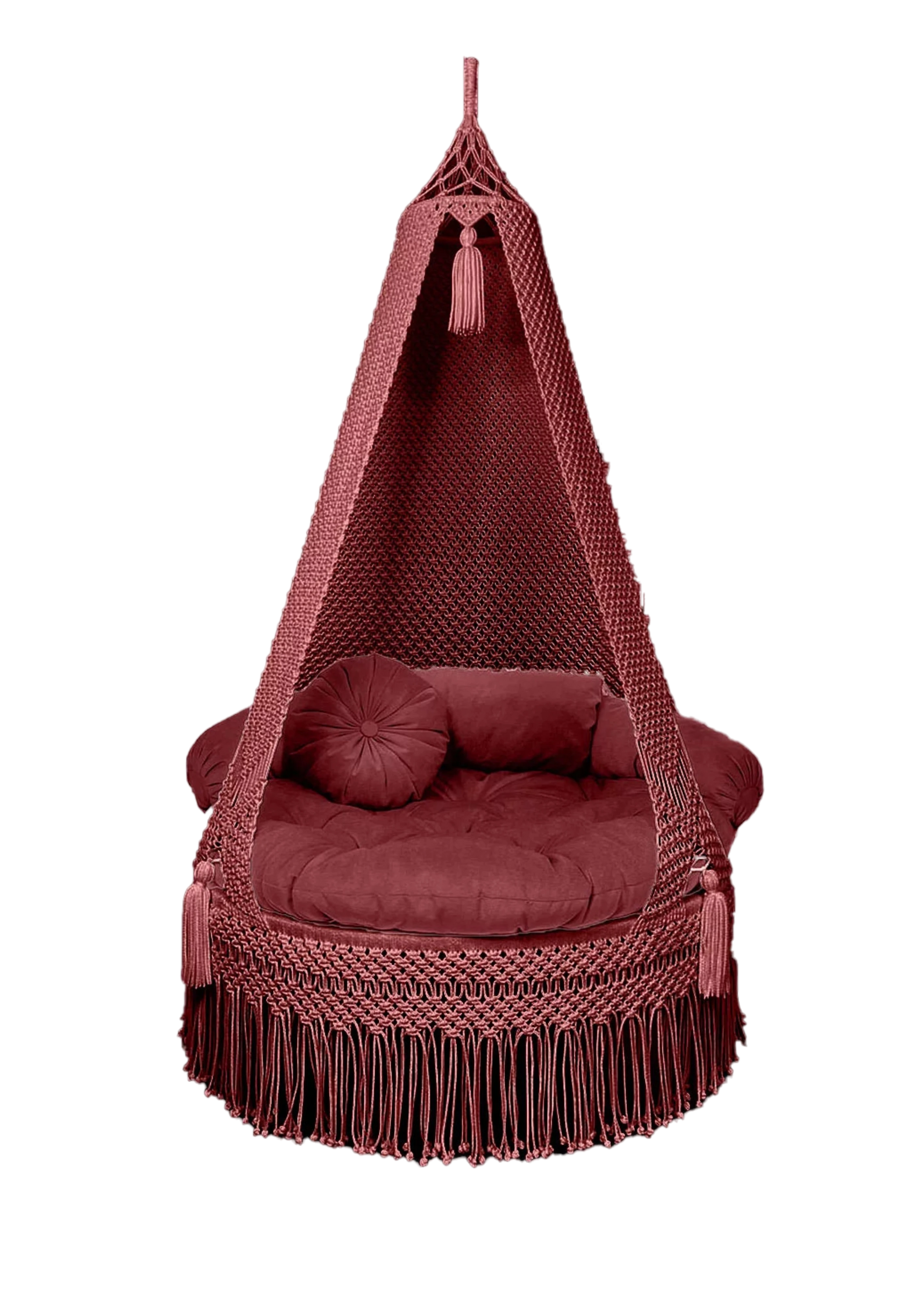 Macrame Swing in Beet Root color for indoor and outdoor