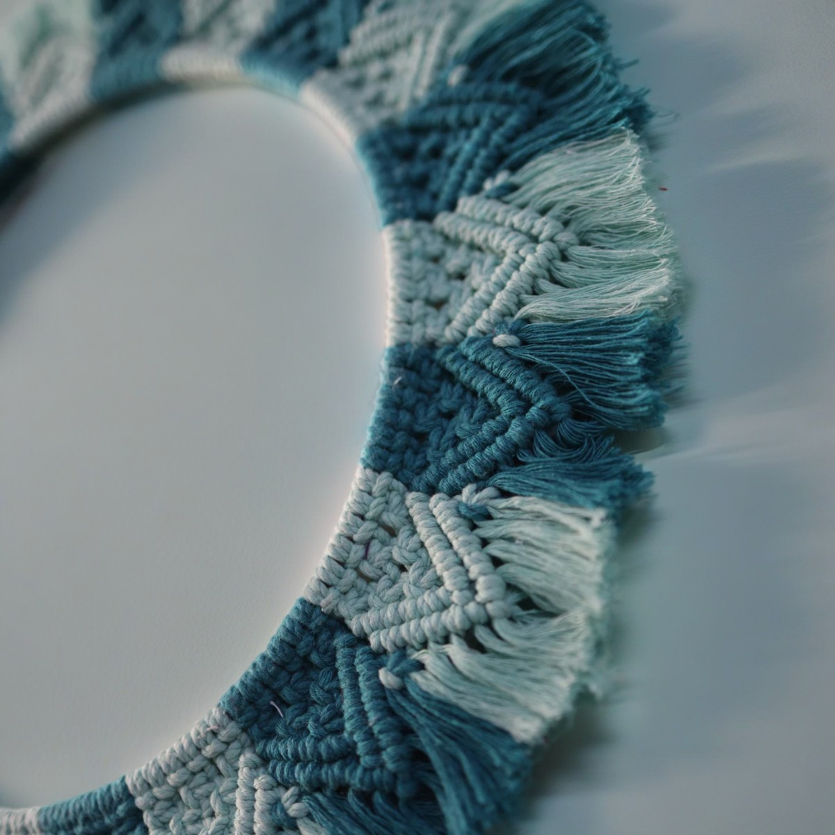 Ocean Breeze Macrame hanging round Mirror