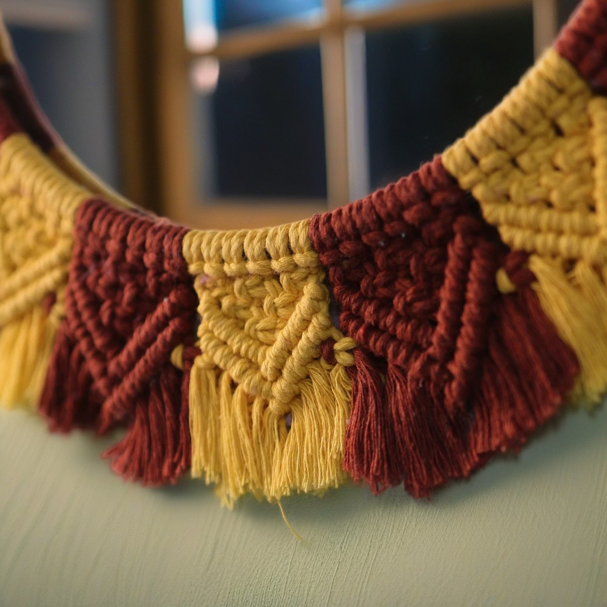 Yellow Sunflower Macrame round Mirror