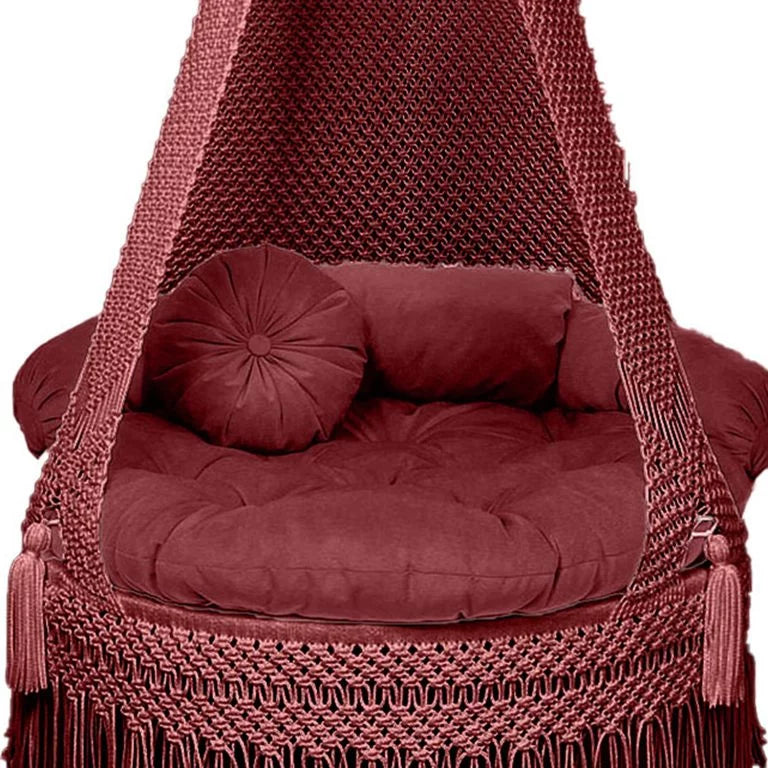 Macrame Swing in Beet Root color for indoor and outdoor