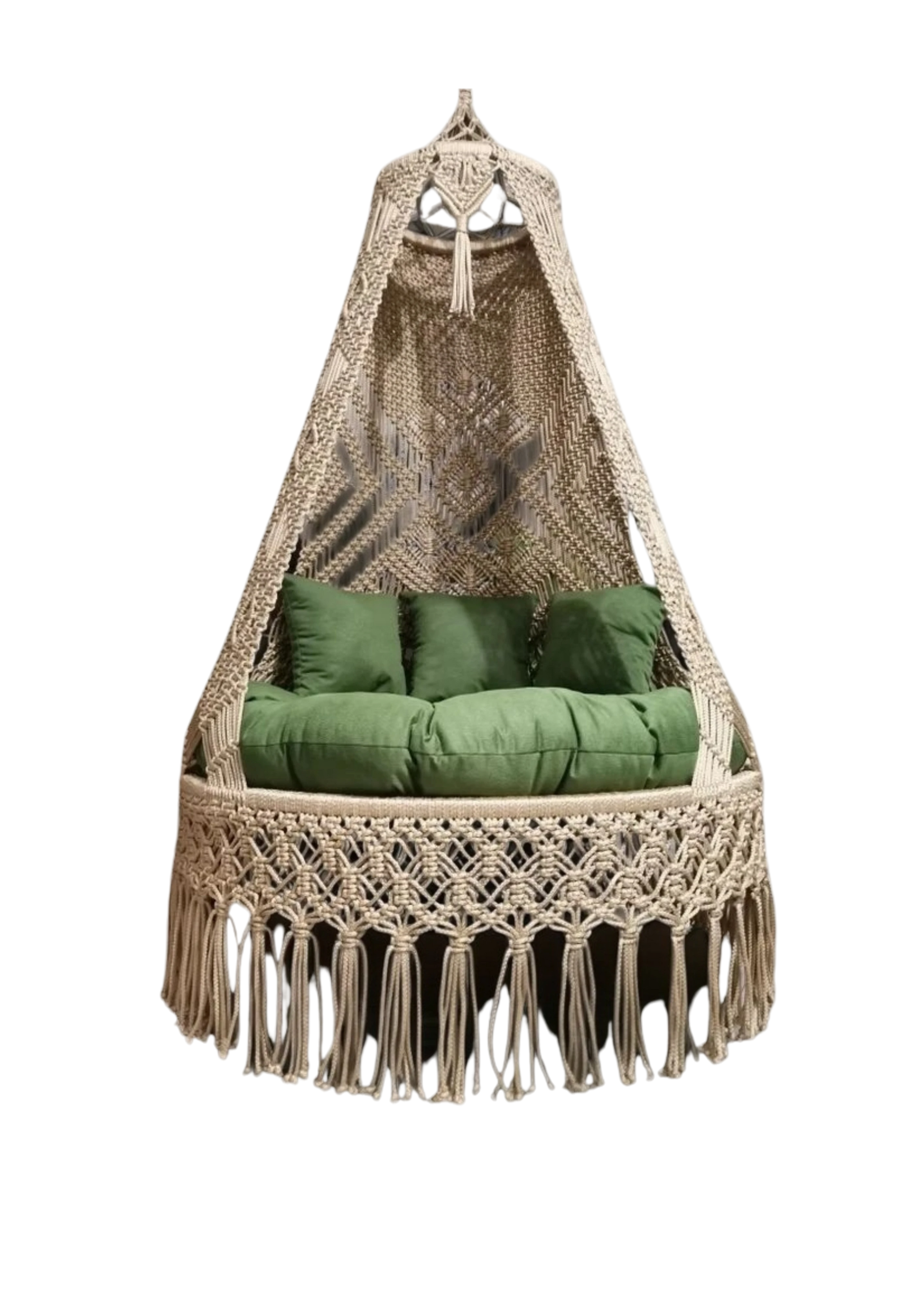 Biege garden hanging macrame chair swing for adults