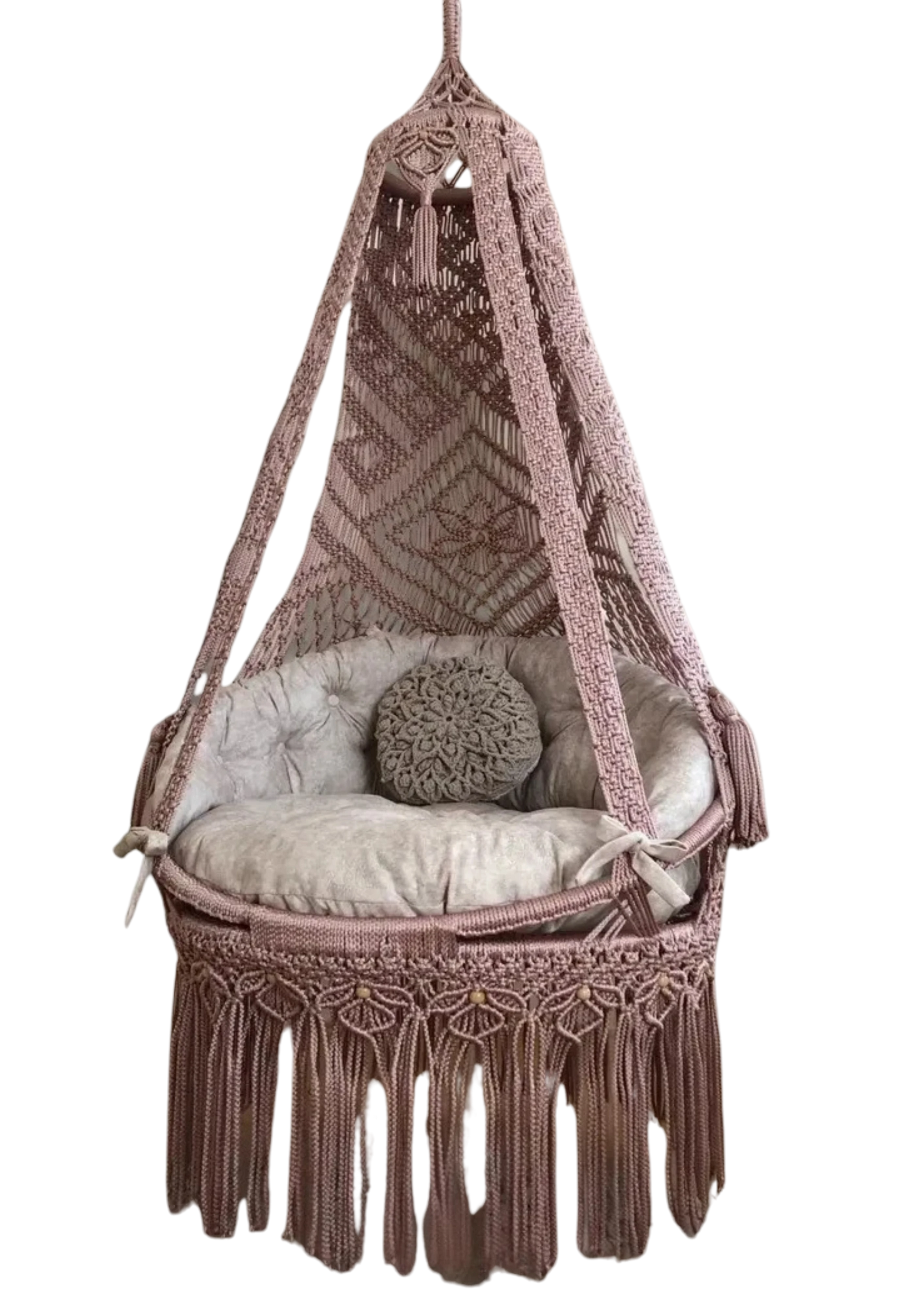Macrame hammock swing pink