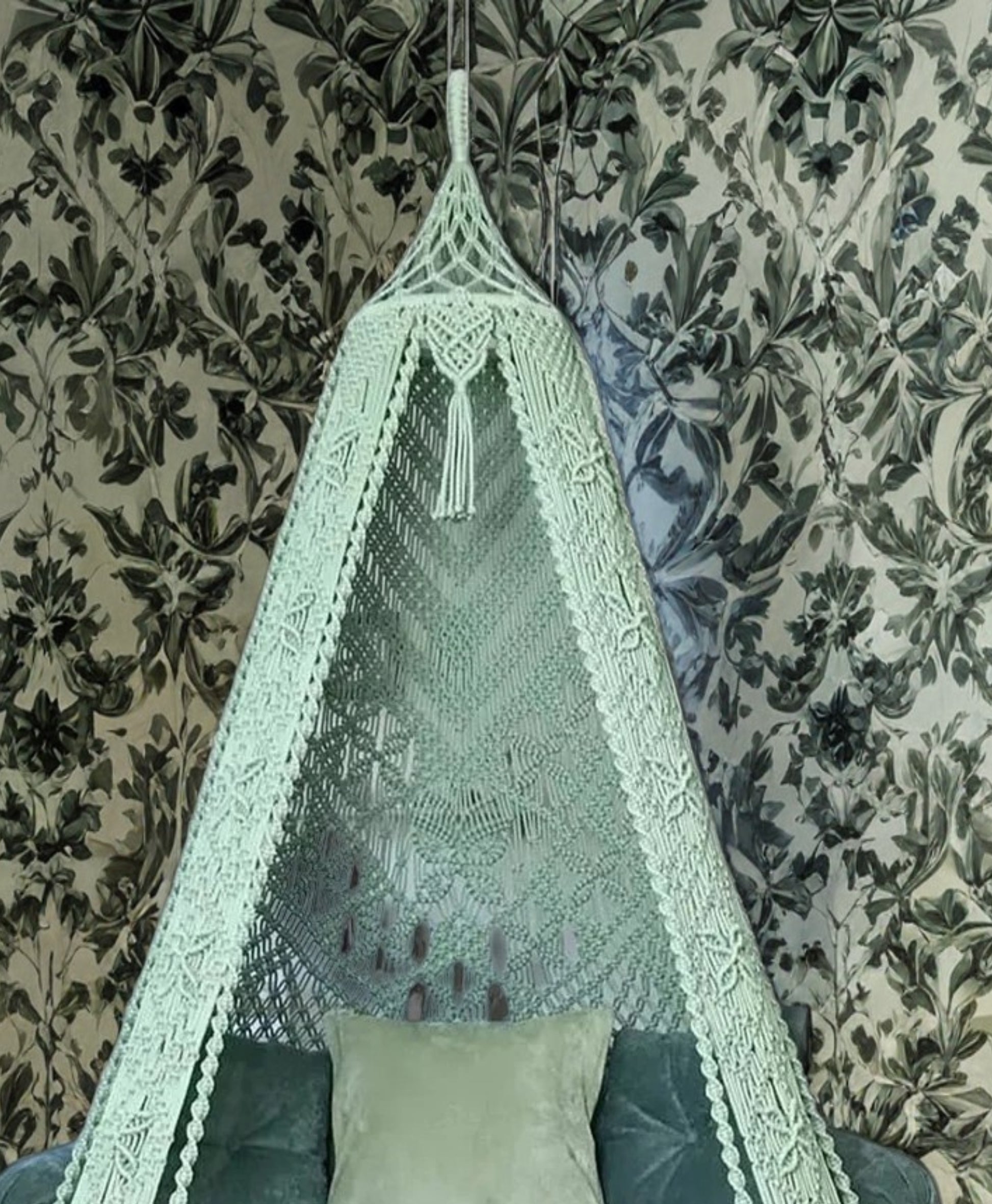 Forest Green Macrame Swing handcrafted for adults