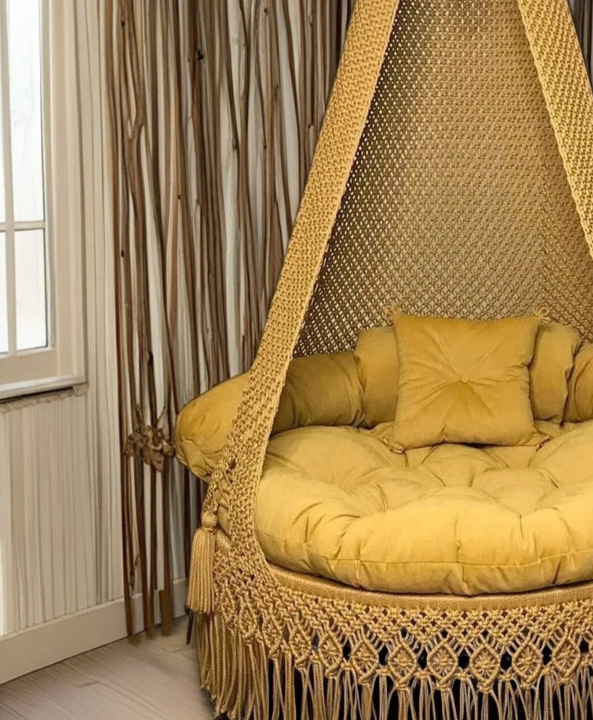 Outdoor Mustard Yellow Macrame swings