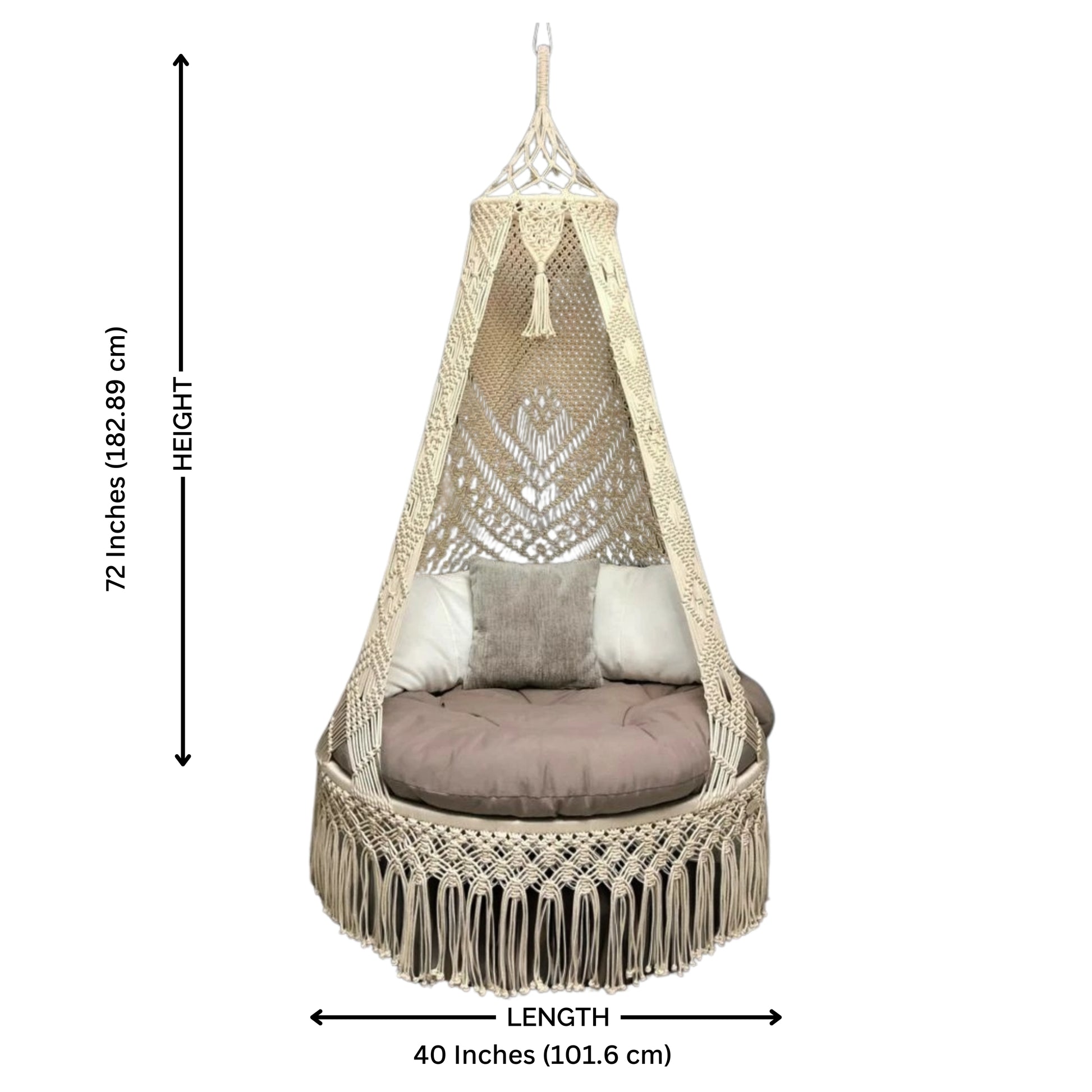 Chestnut Macrame boho Swing for adults 40 Inches