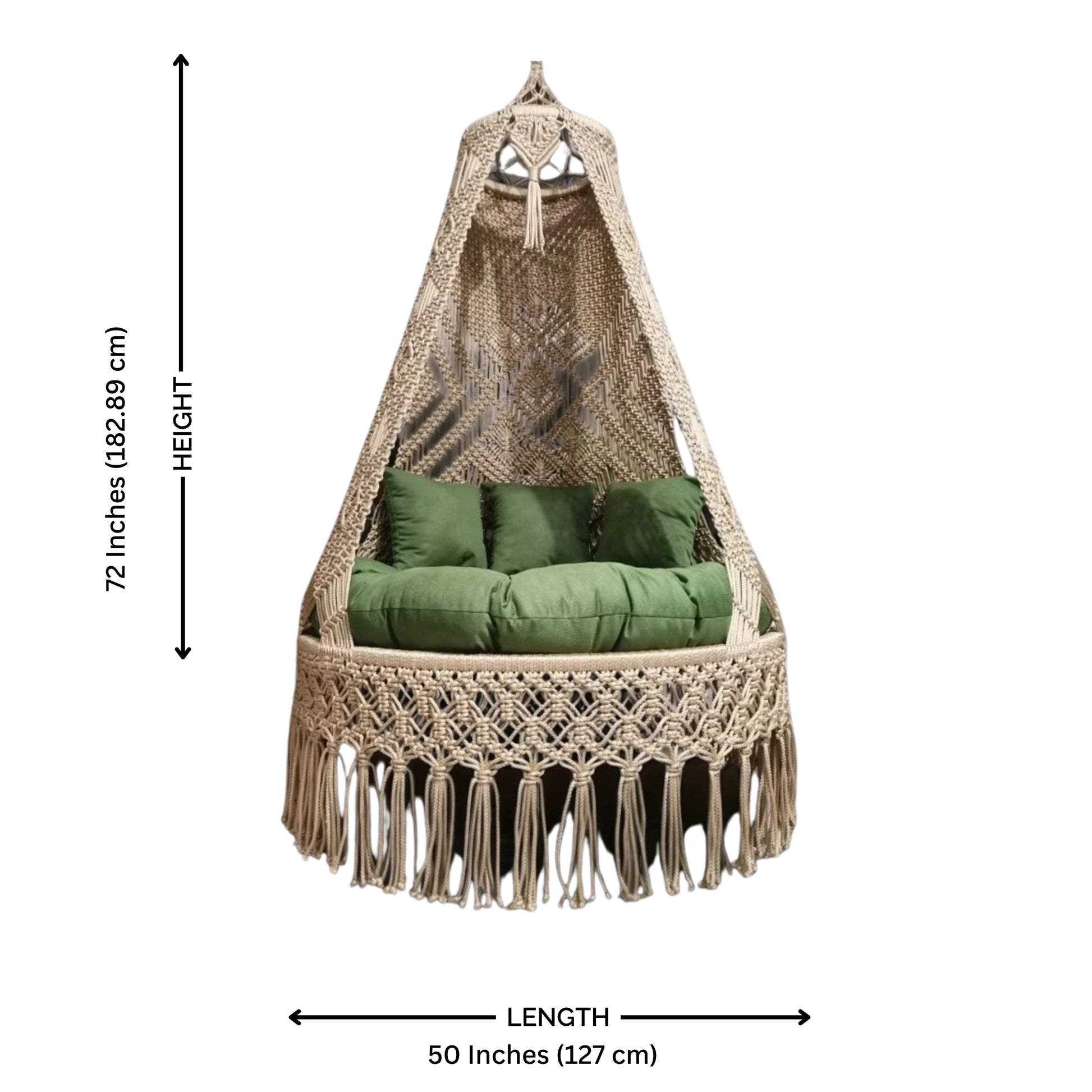 Biege garden hanging macrame chair swing for adults
