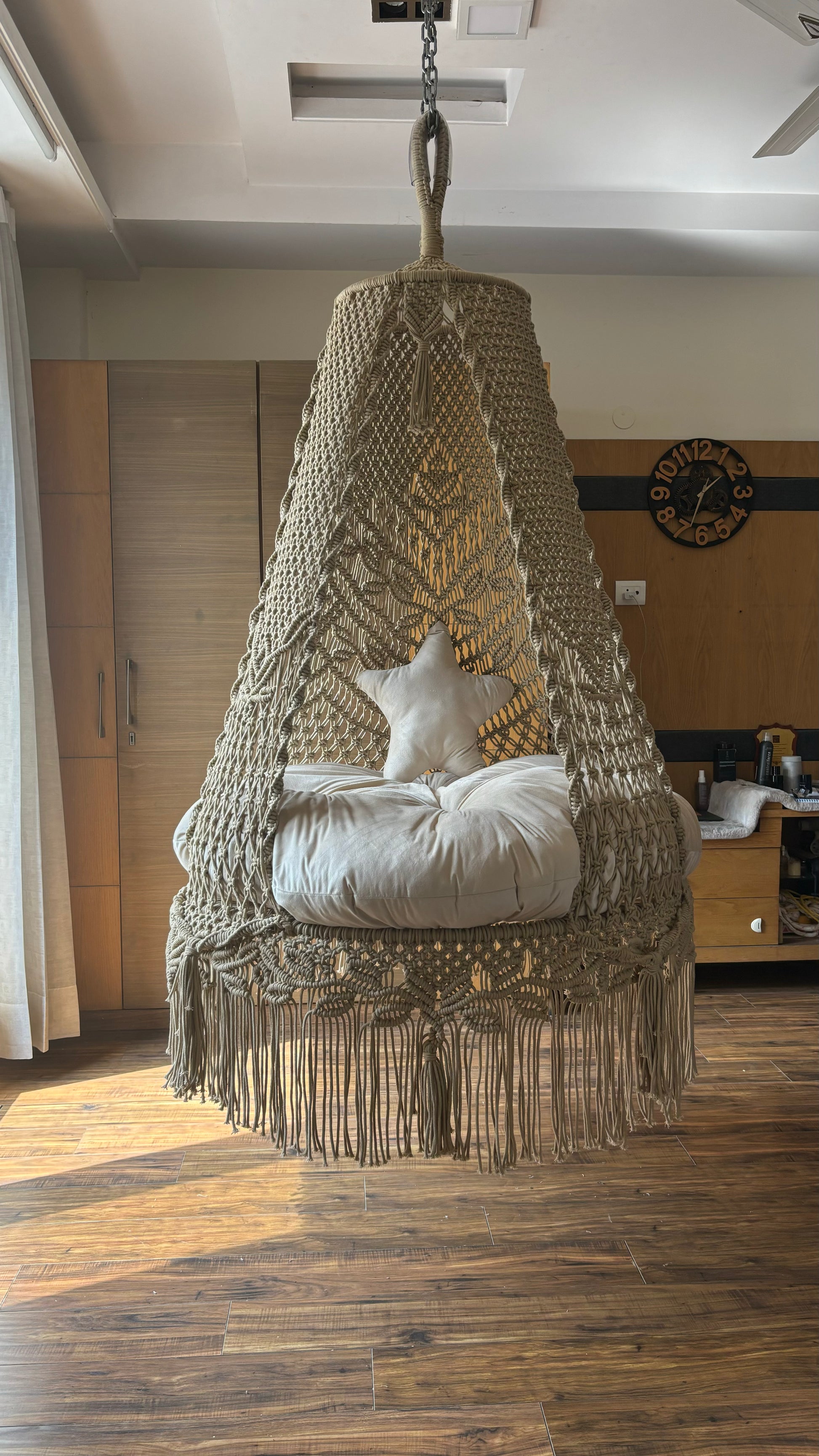 Cream Macrame Swing hammock for adults