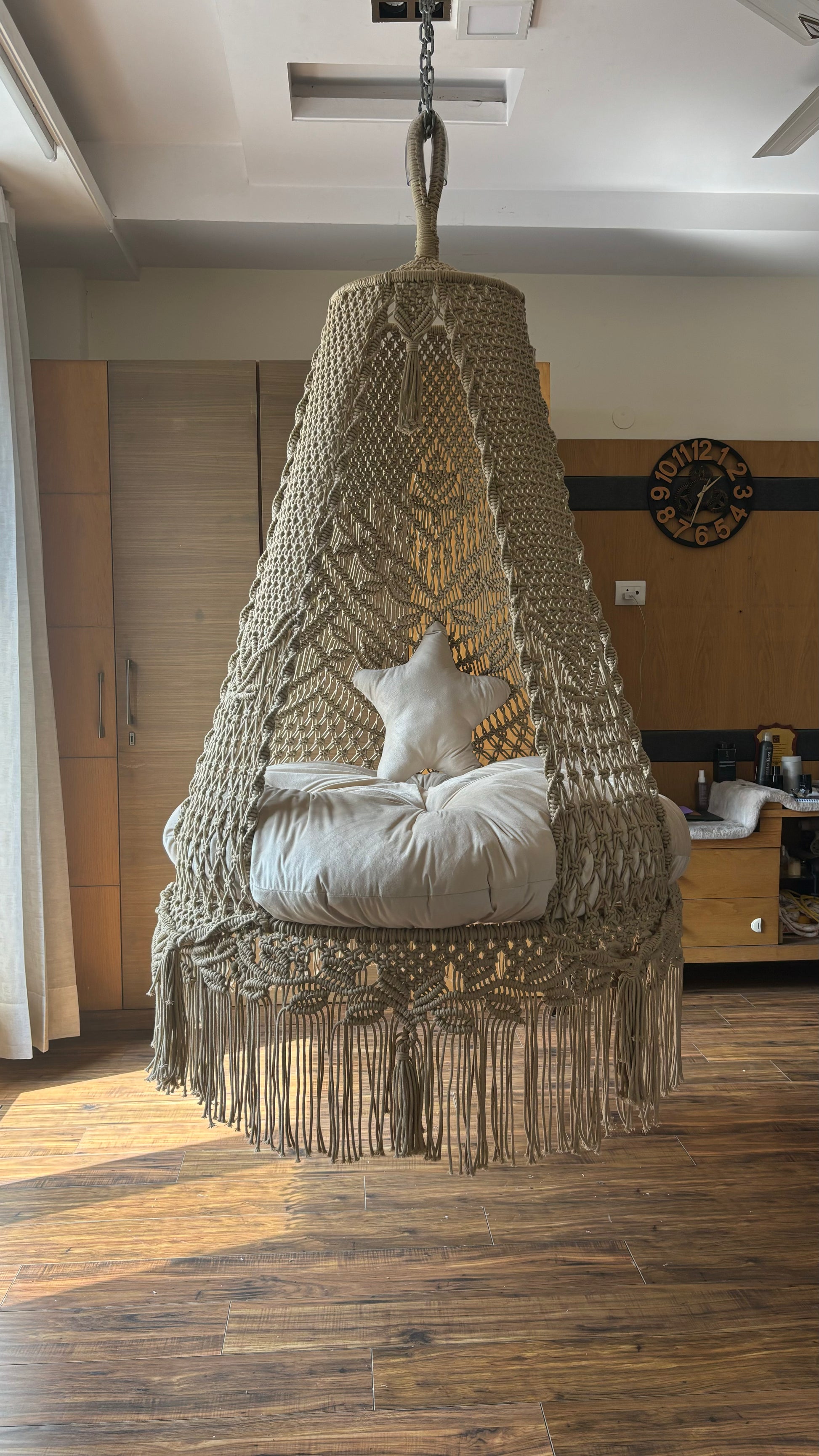Cream Macrame Swing hammock for adults