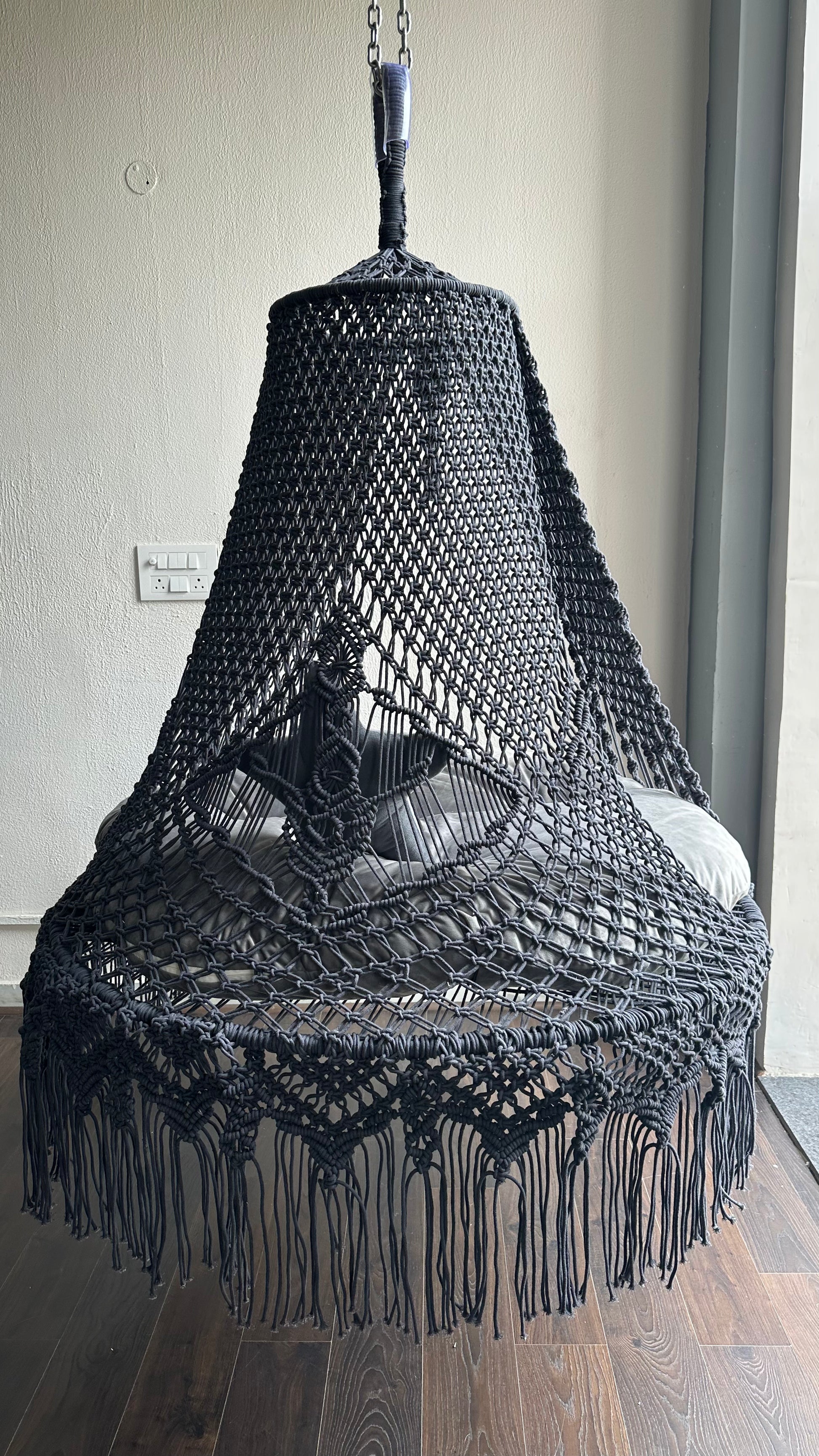 Stone Grey Macrame Lounge Swing