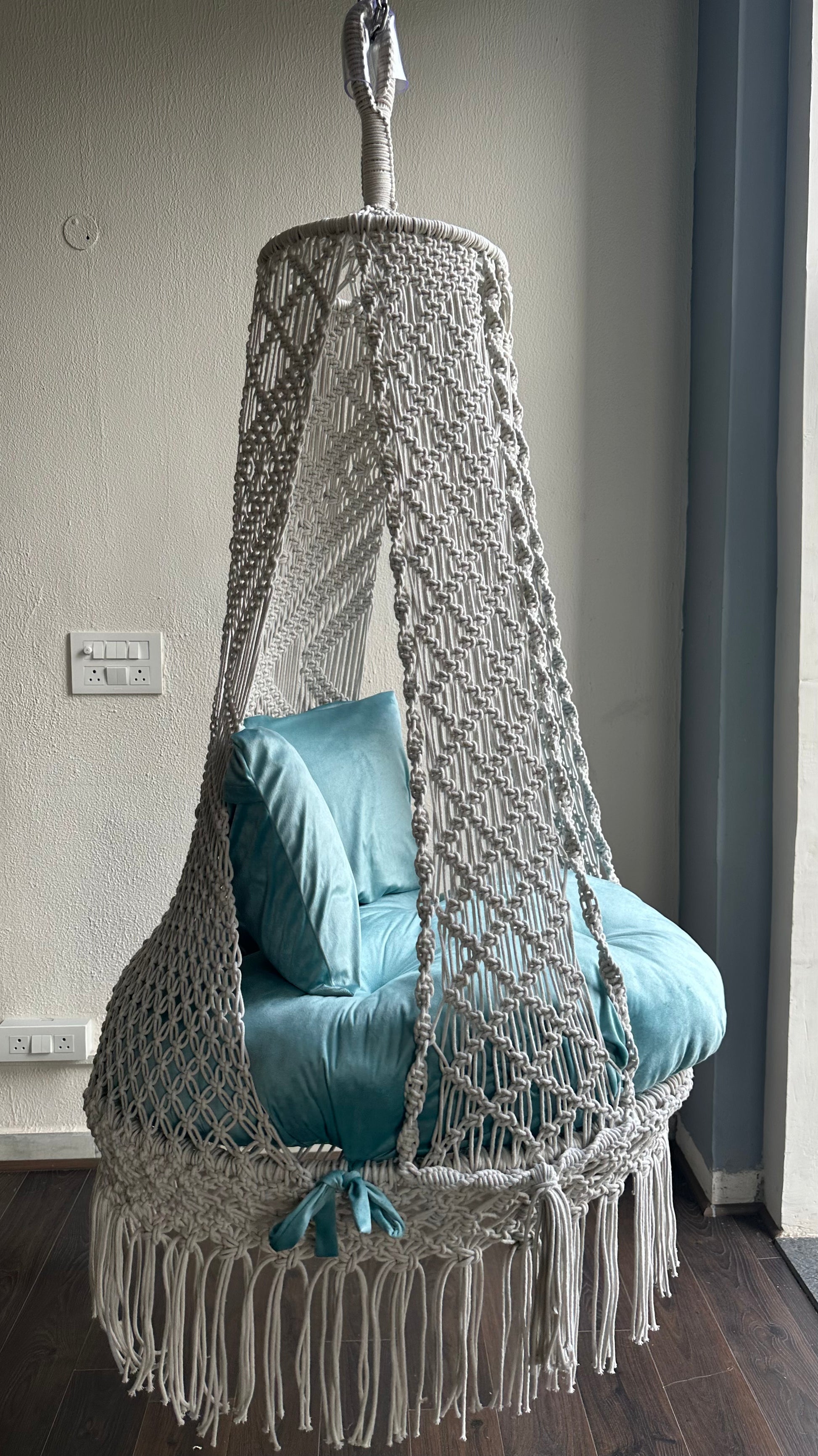 Periwinkle Adult Macrame Hanging Chair
