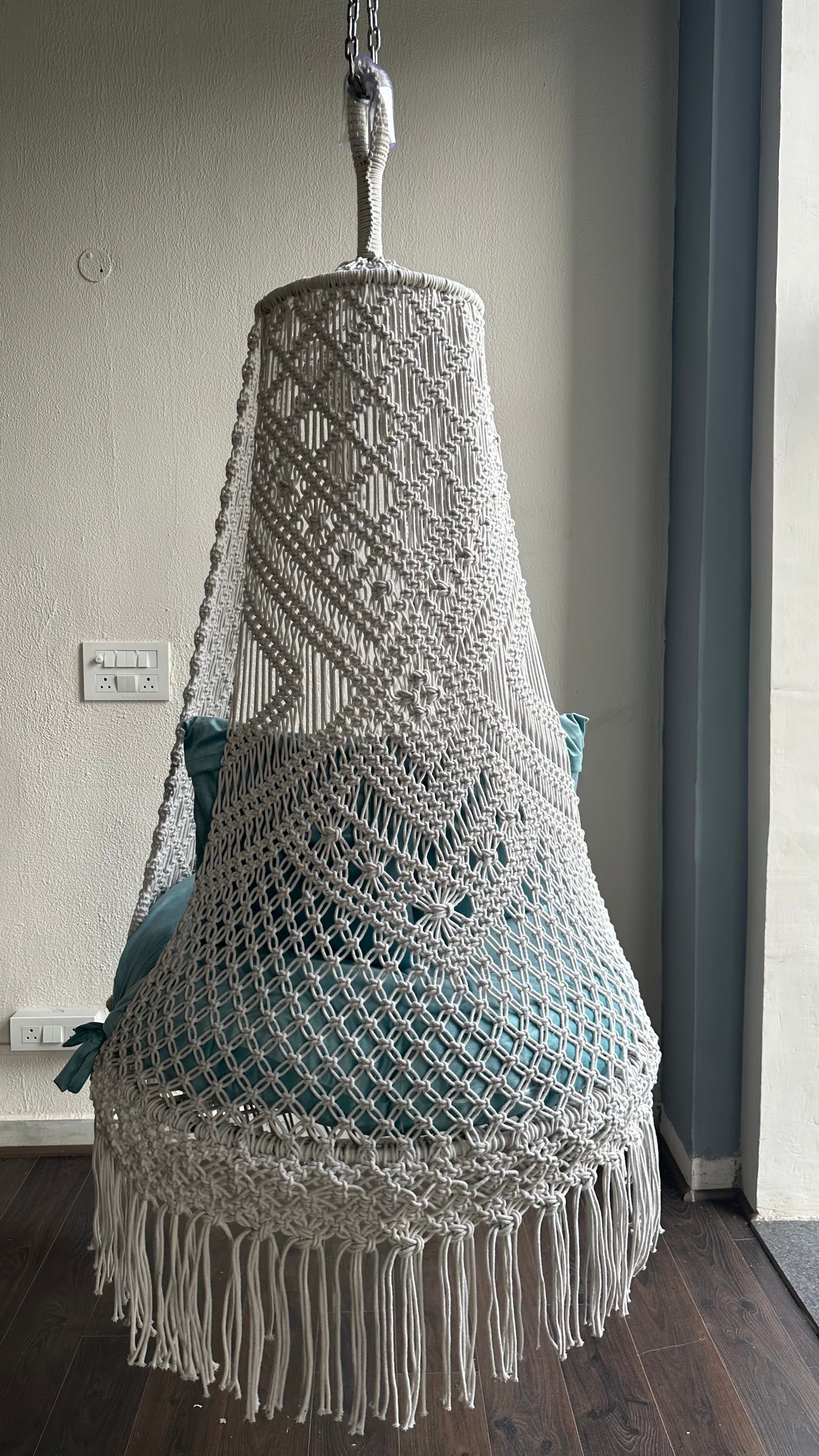 Periwinkle Adult Macrame Hanging Chair