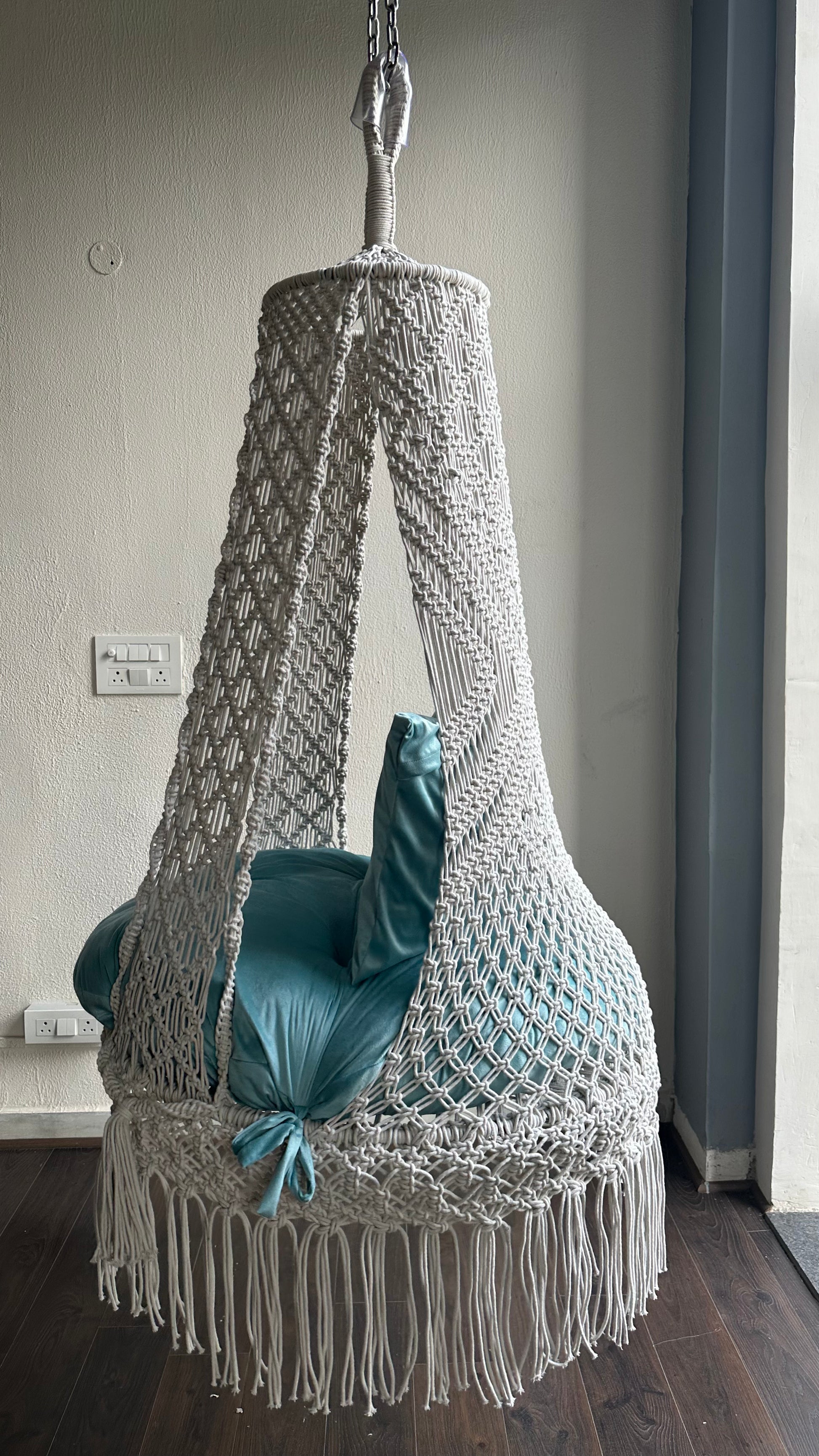 Periwinkle Adult Macrame Hanging Chair