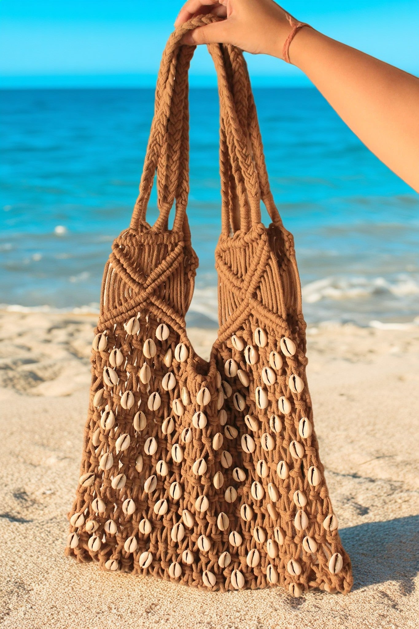 Daisy Macramé Tote – Floral-Inspired Cotton Rope Bag