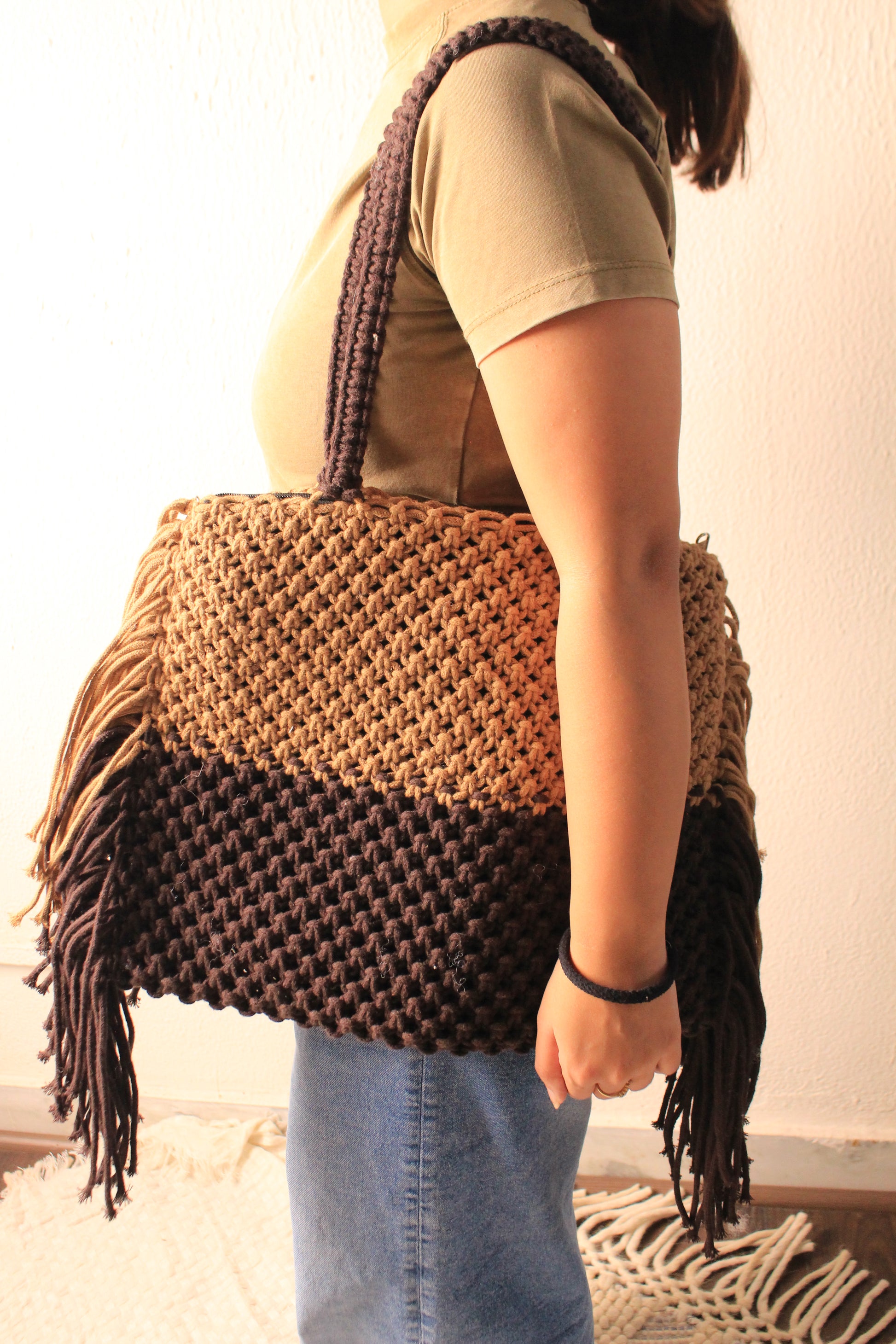 Knotty Macramé Tote Bag – Handmade Boho Cotton Purse