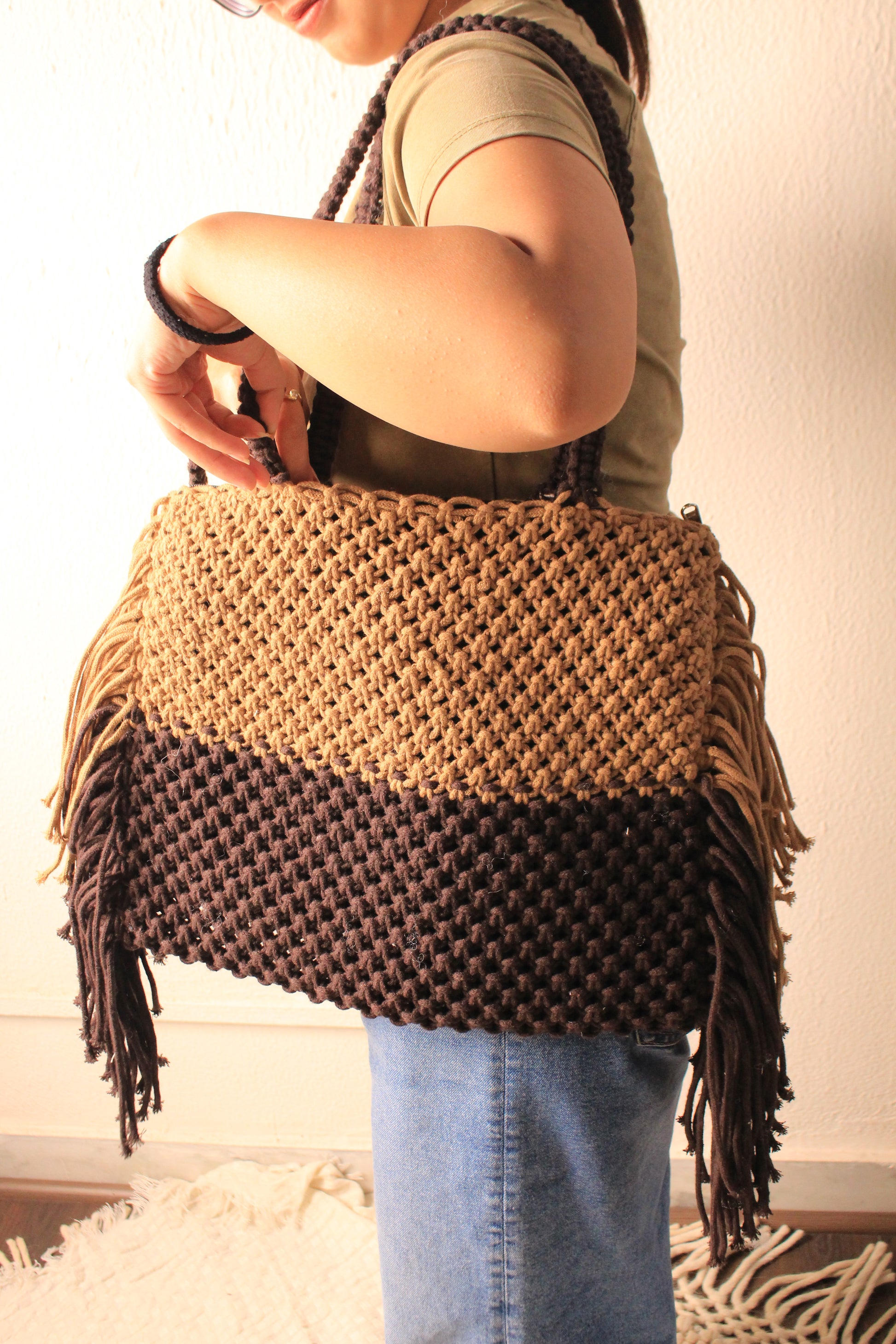 Knotty Macramé Tote Bag – Handmade Boho Cotton Purse