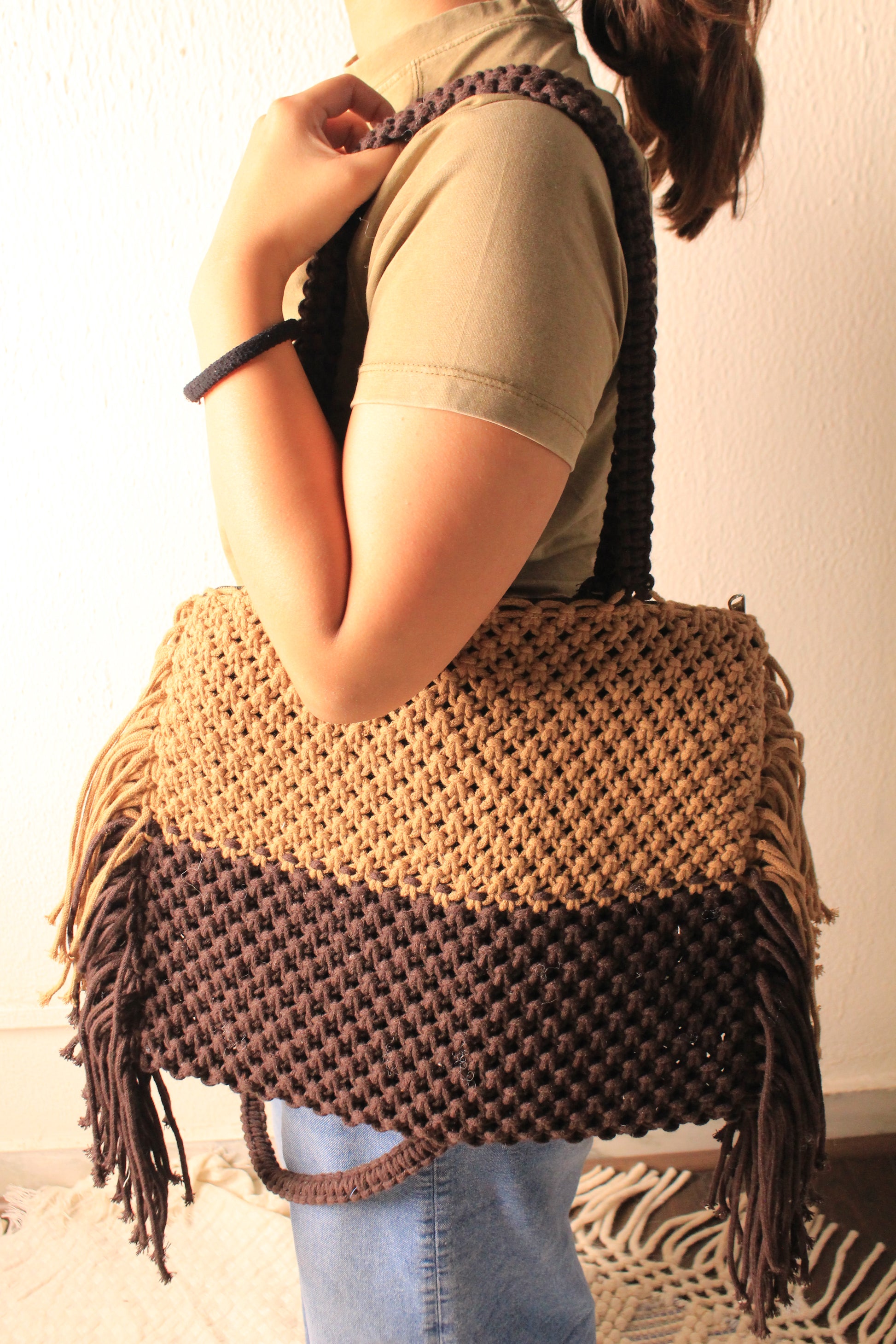 Knotty Macramé Tote Bag – Handmade Boho Cotton Purse