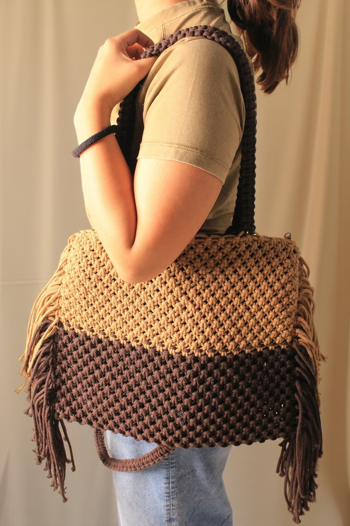 Knotty Macramé Tote Bag – Handmade Boho Cotton Purse