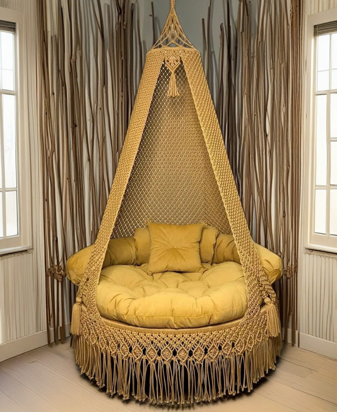 Outdoor Mustard Yellow Macrame swings