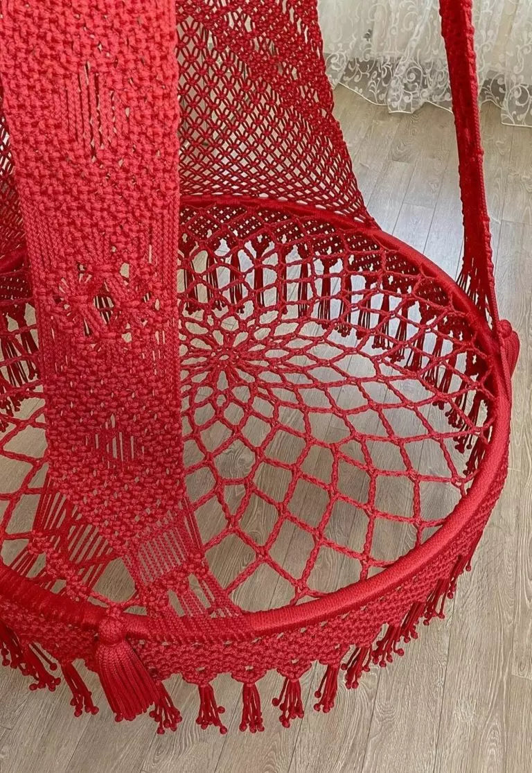 Red Velvet Macrame swing single seater