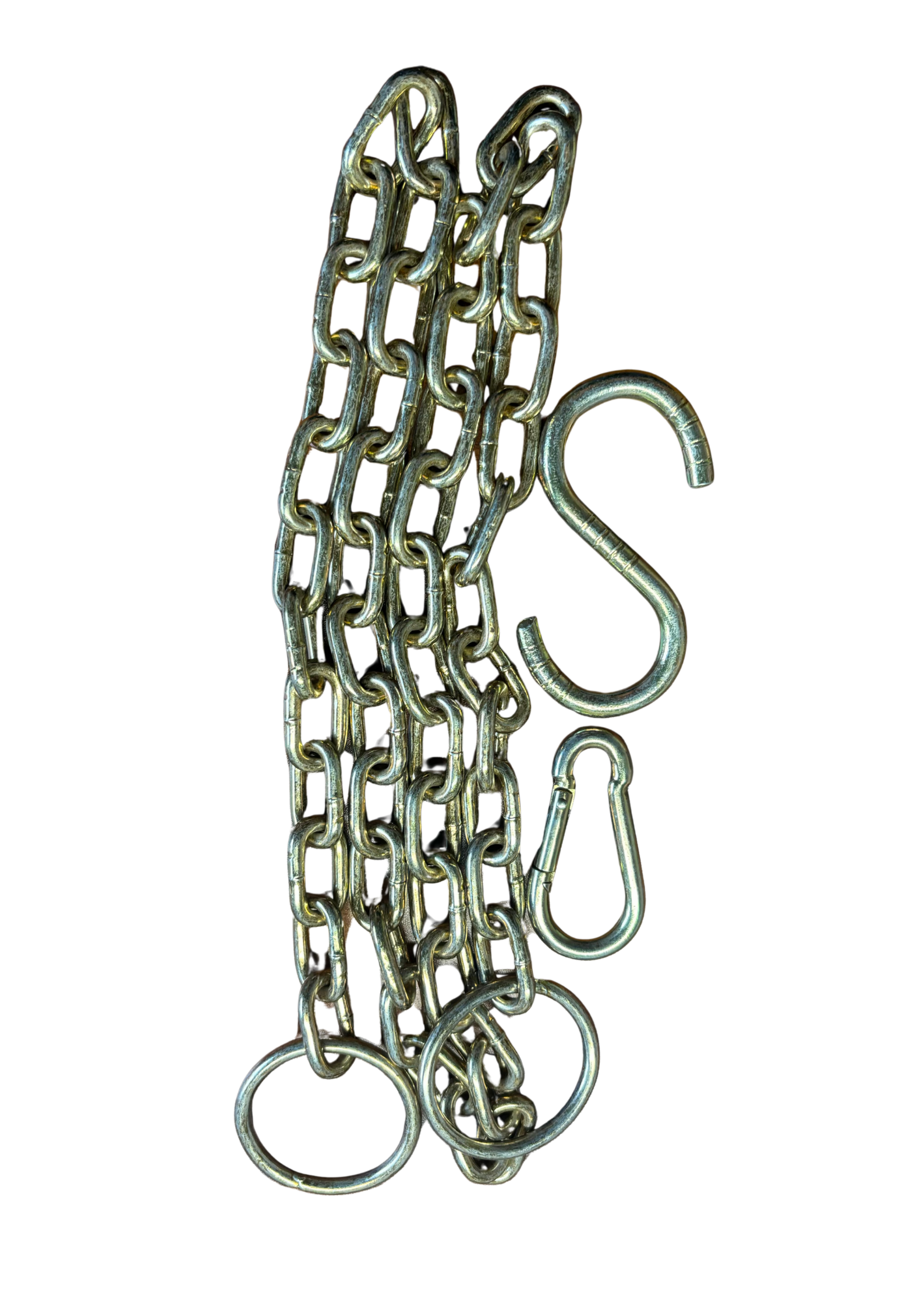 Set of S-hook, carabiner and chain