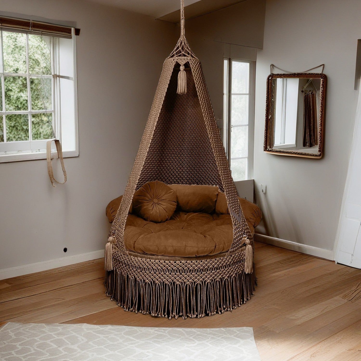 Woody Color Macrame Swing for home