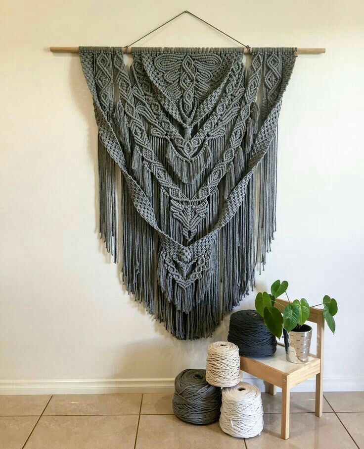 Grey Large Macrame Wall Hanging