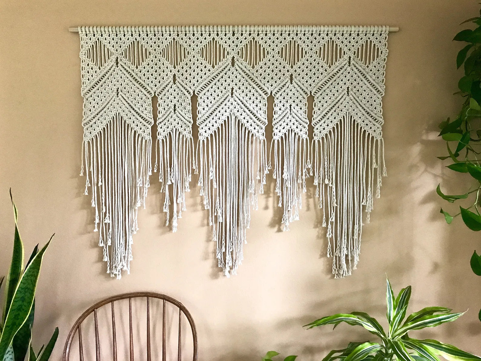Macrame curtain wall hanging for room 40 inches