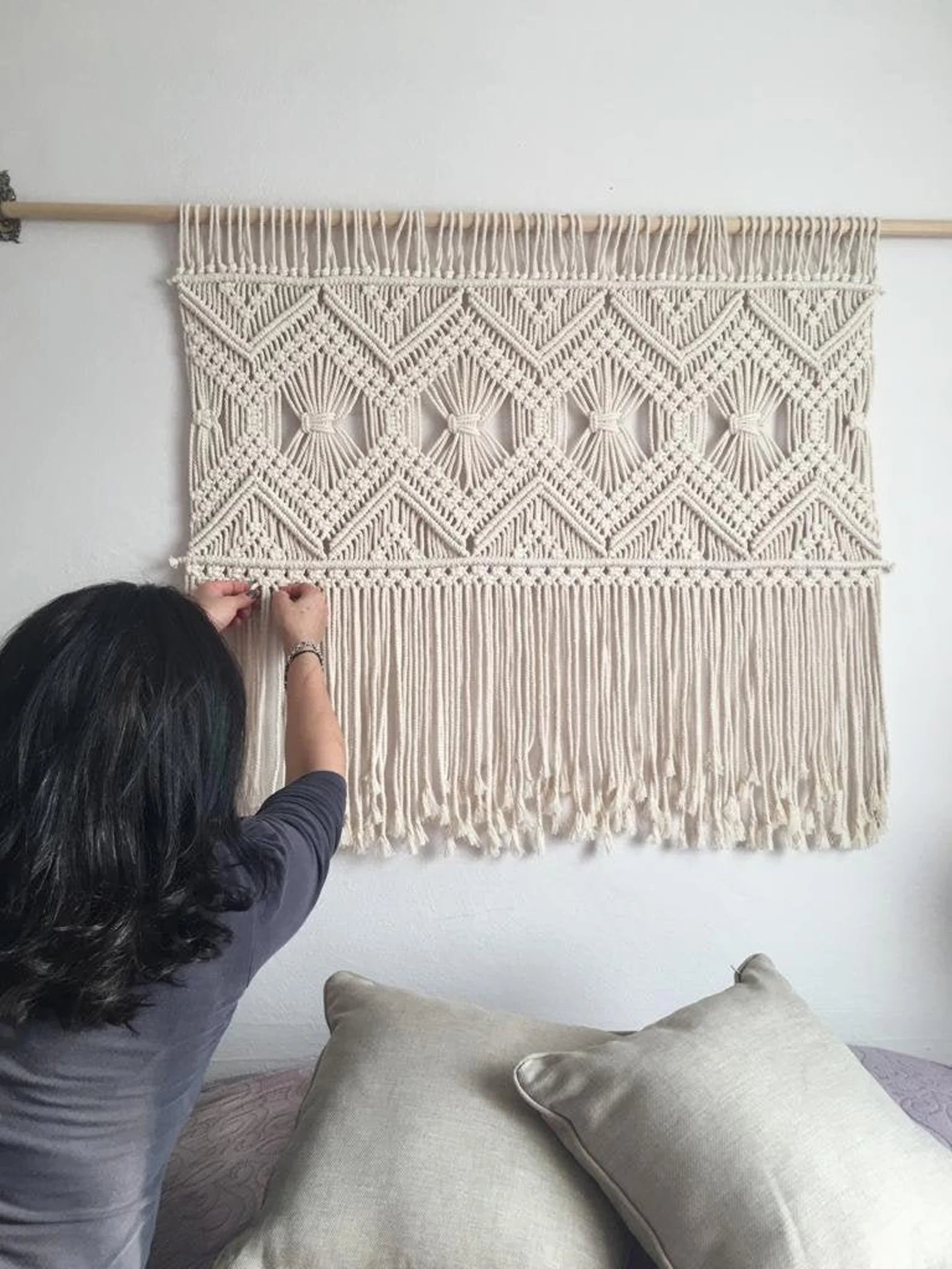 Macrame boho wall hanging tapestry for home decor