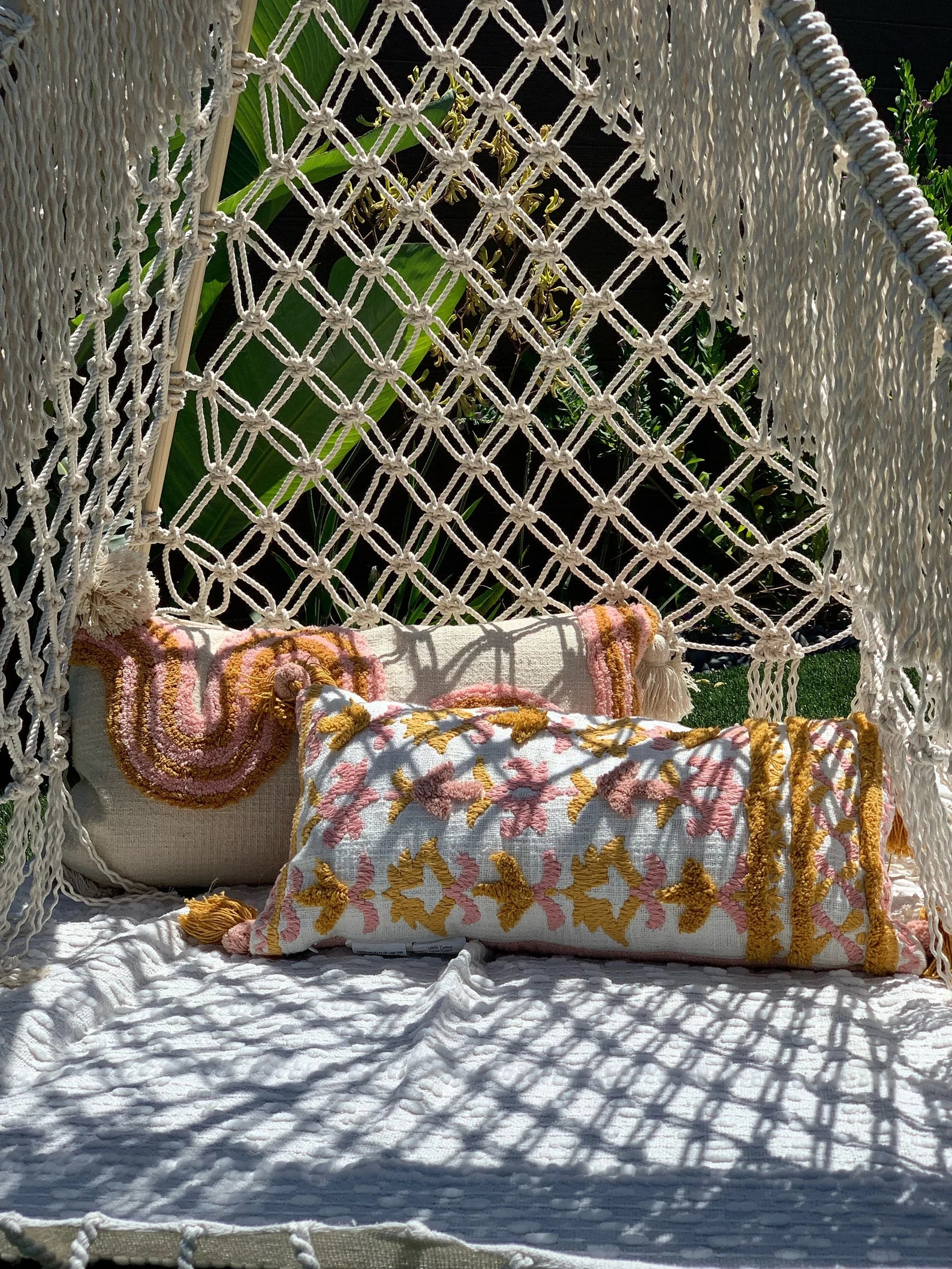 Macrame portable teepee tent for indoor and outdoor