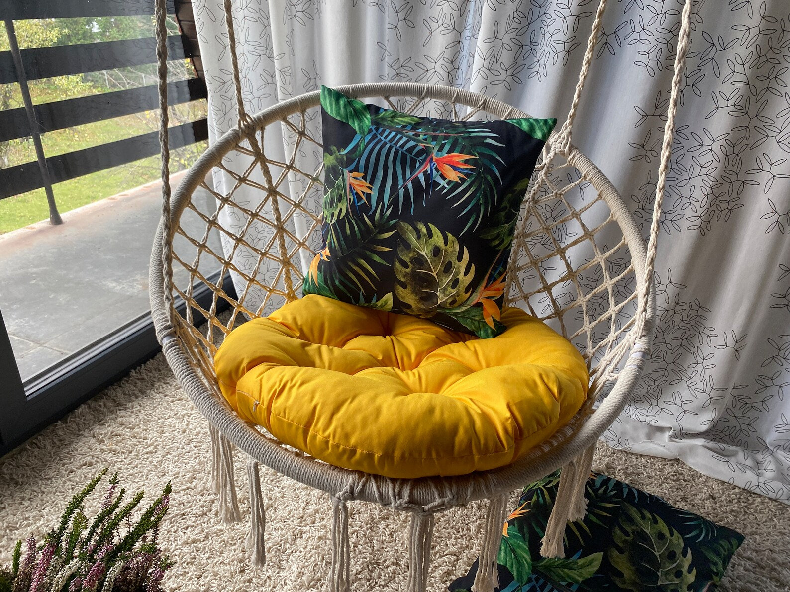 Boho Macrame hanging Swing Chair for indoors