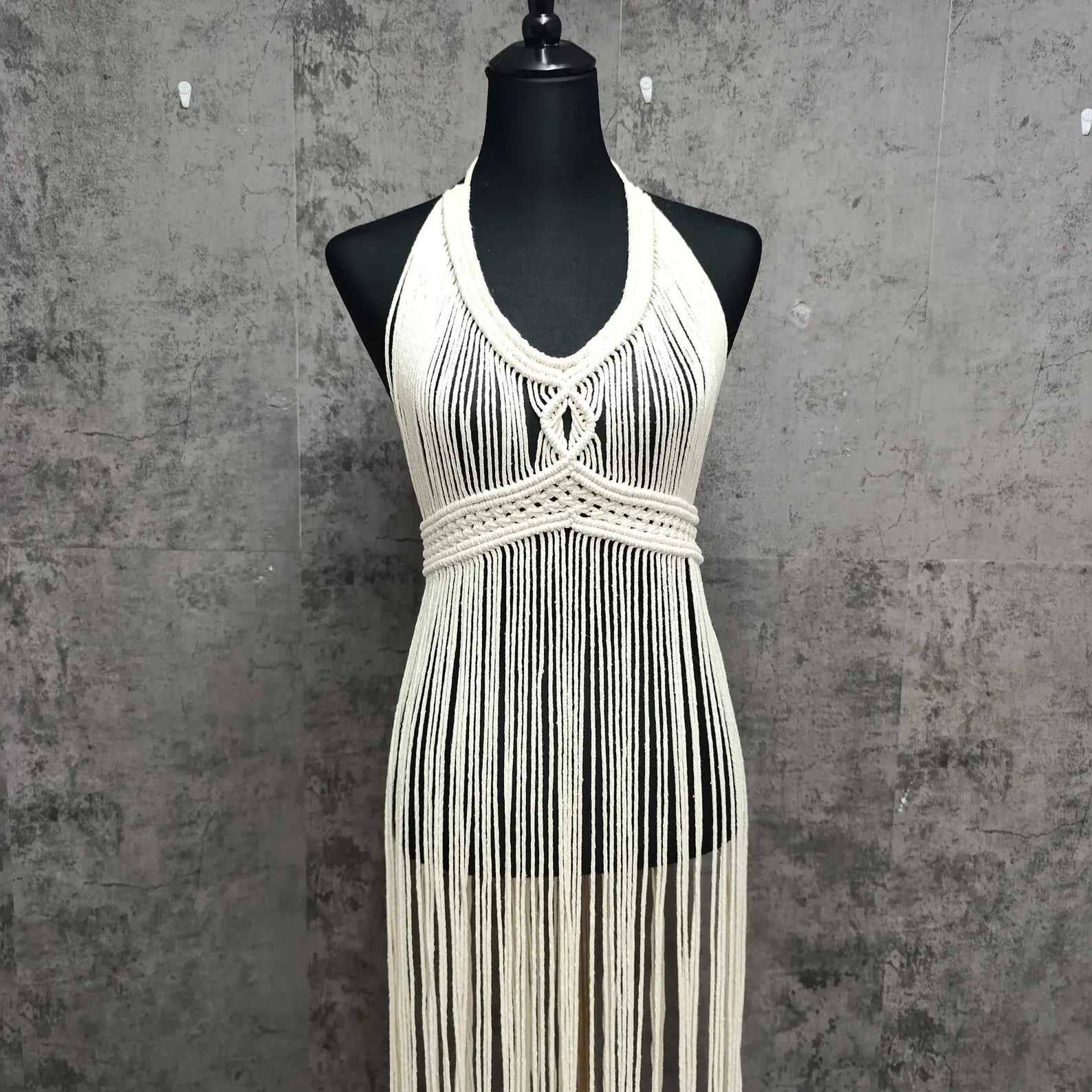 Handmade Macrame Dress - Ivory Elegance