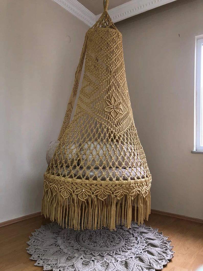Indoor Macrame Handcrafted Single Seater Swing 35 Inches