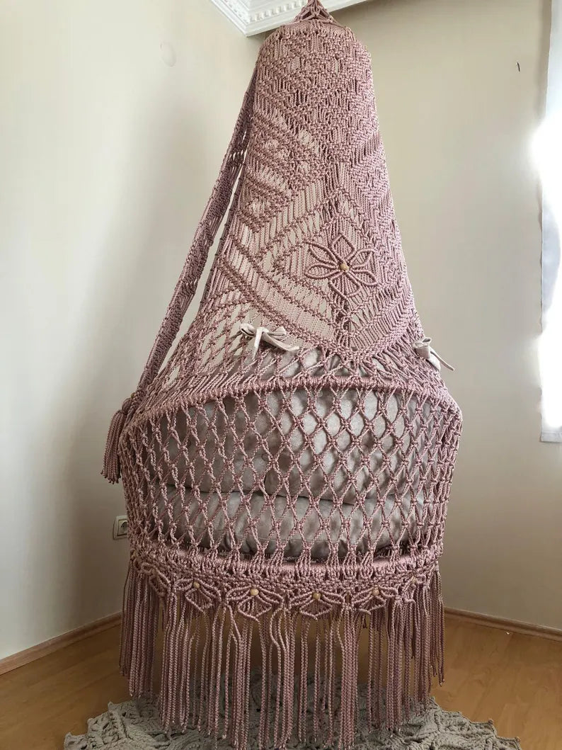 Macrame hammock swing pink