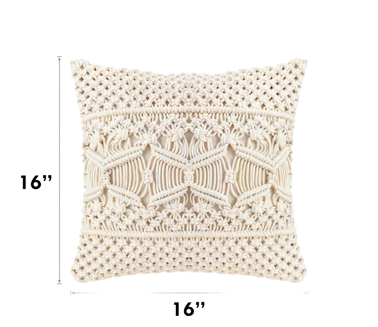 White Macrame Throw  Cushion