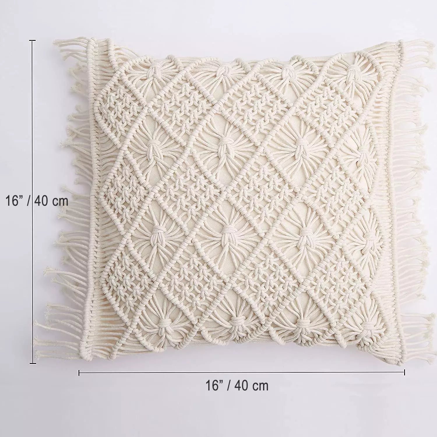 Soft White Macrame Decorative Cushion