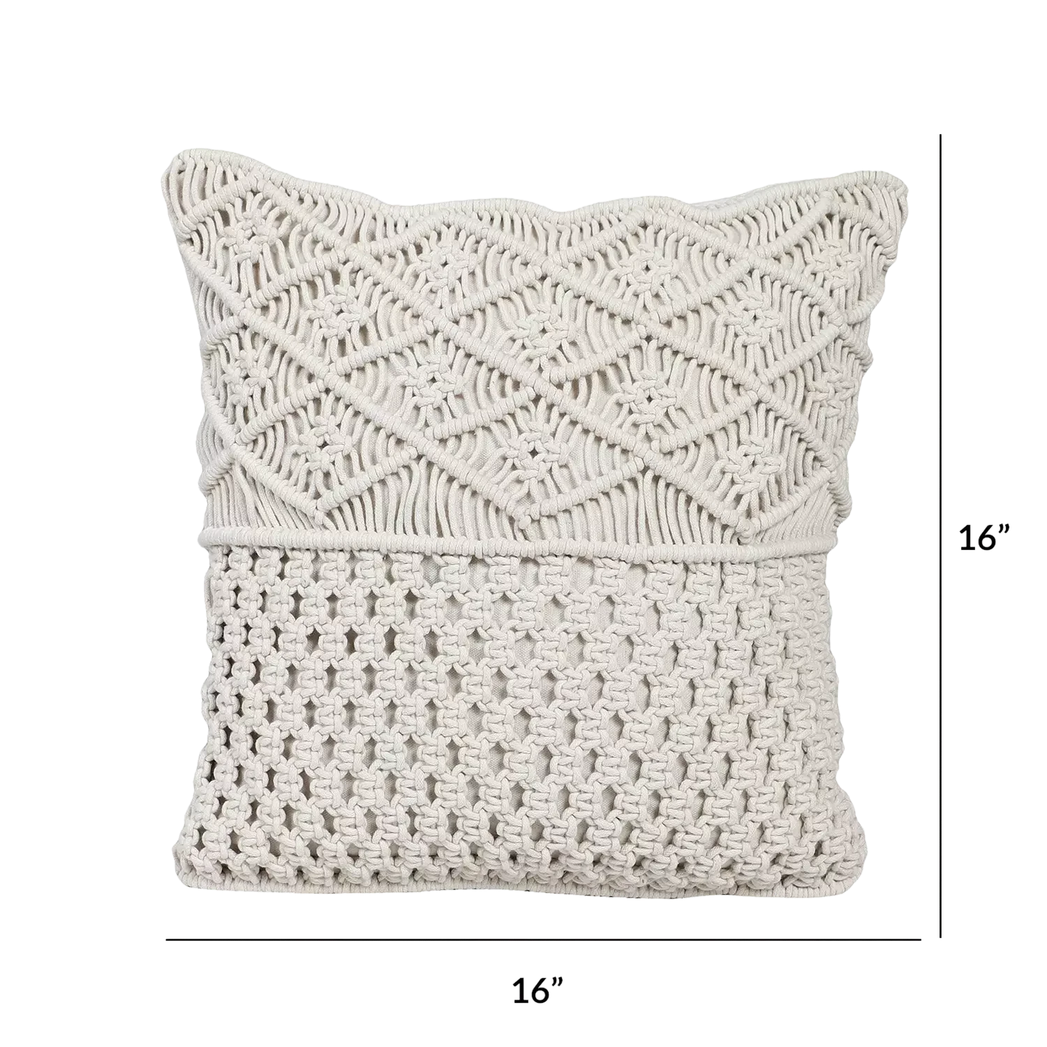Pure White Macrame Decorative Cushion