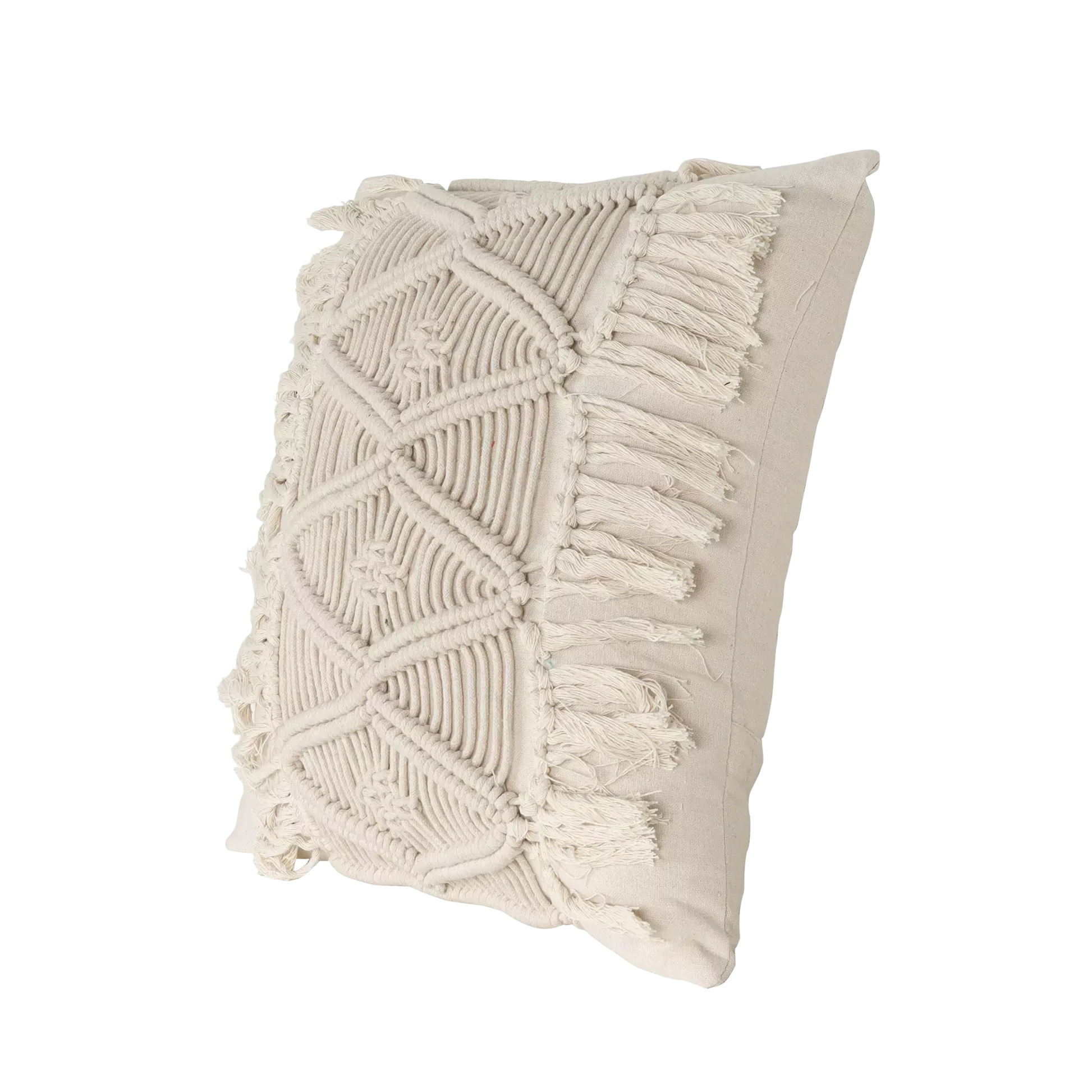 Bohemian White Woven Cushion