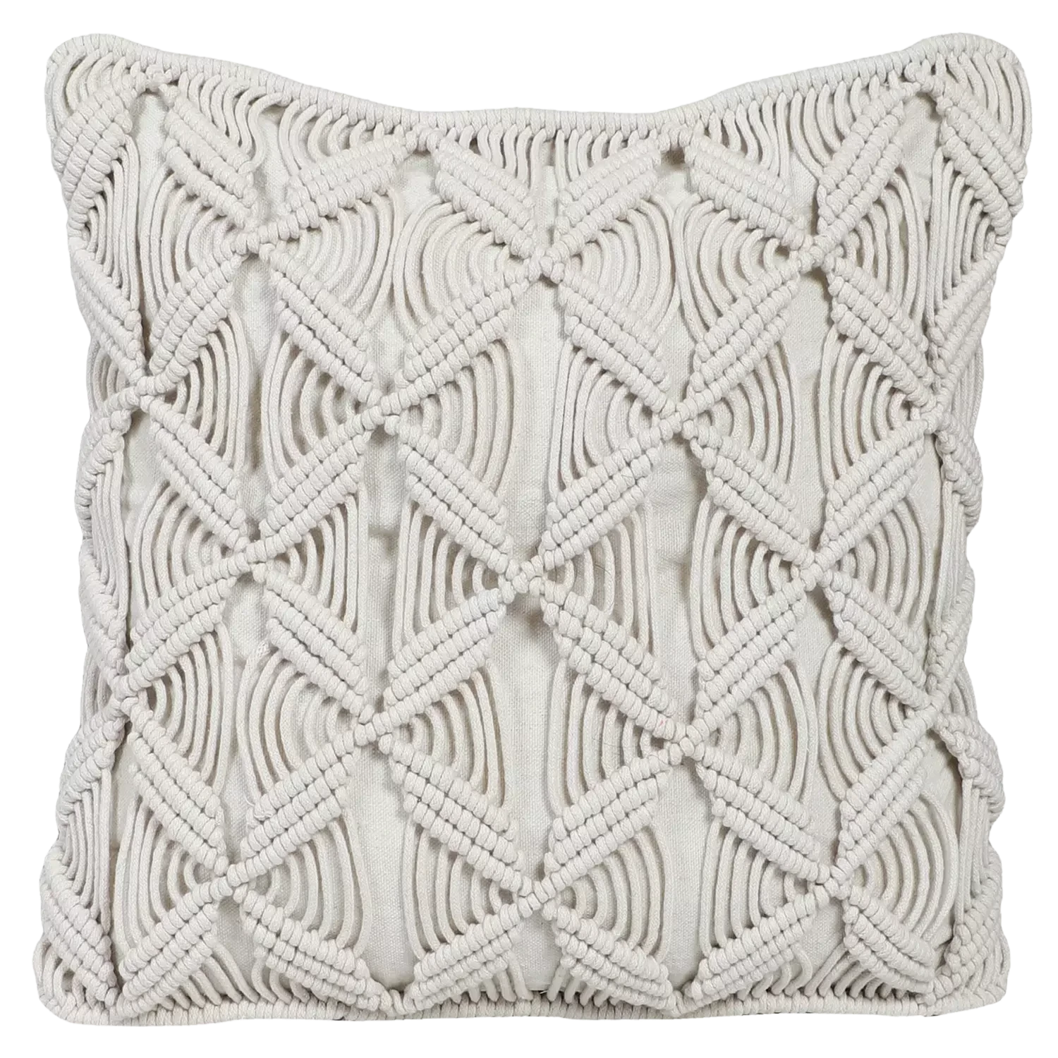 Modern White Macrame Cushion