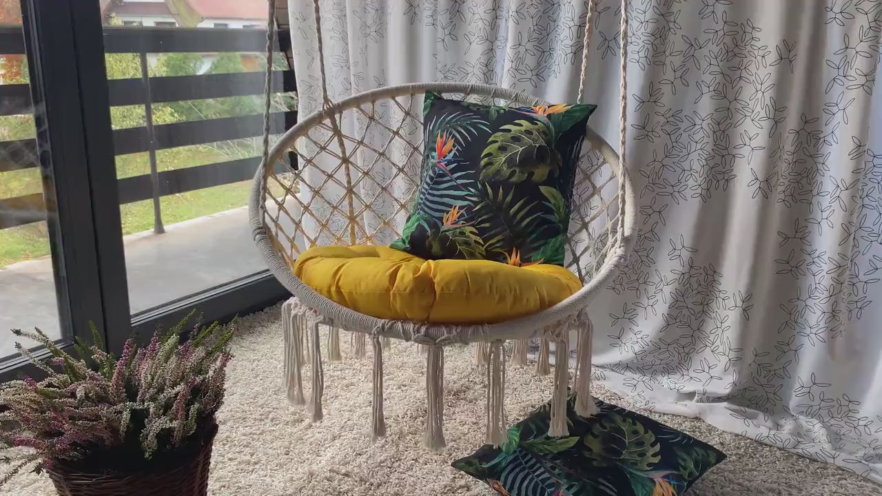 Boho Macrame hanging Swing Chair for indoors