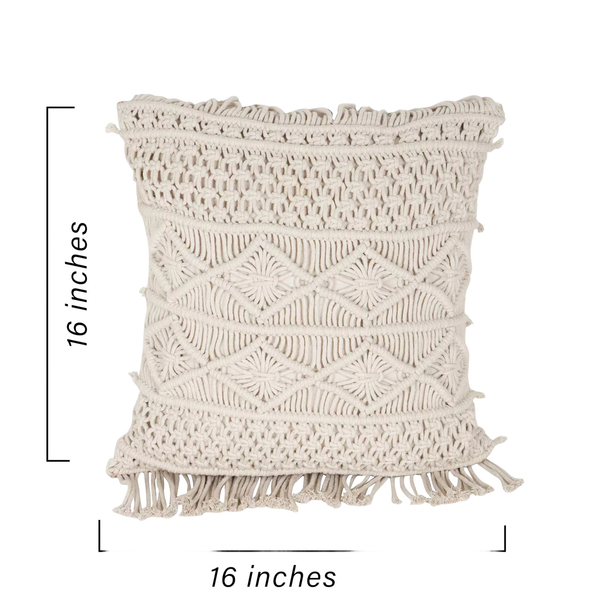 Trendy White Macrame Cushion
