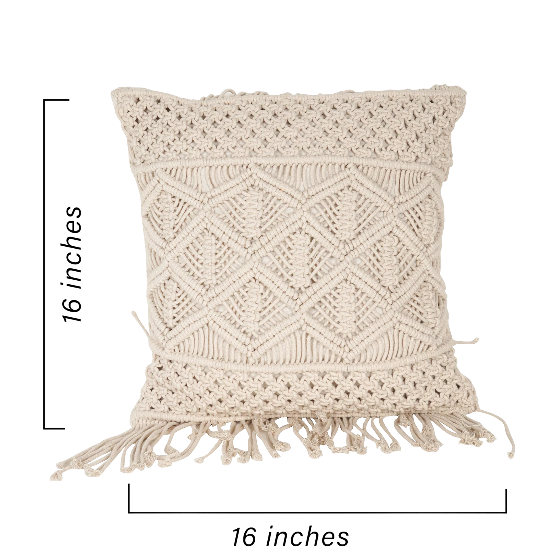 Stylish White Macrame Cushion